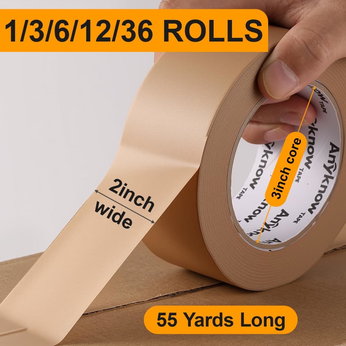 Anyknow Kraft Packing Tape（3rolls） thumbnail 2