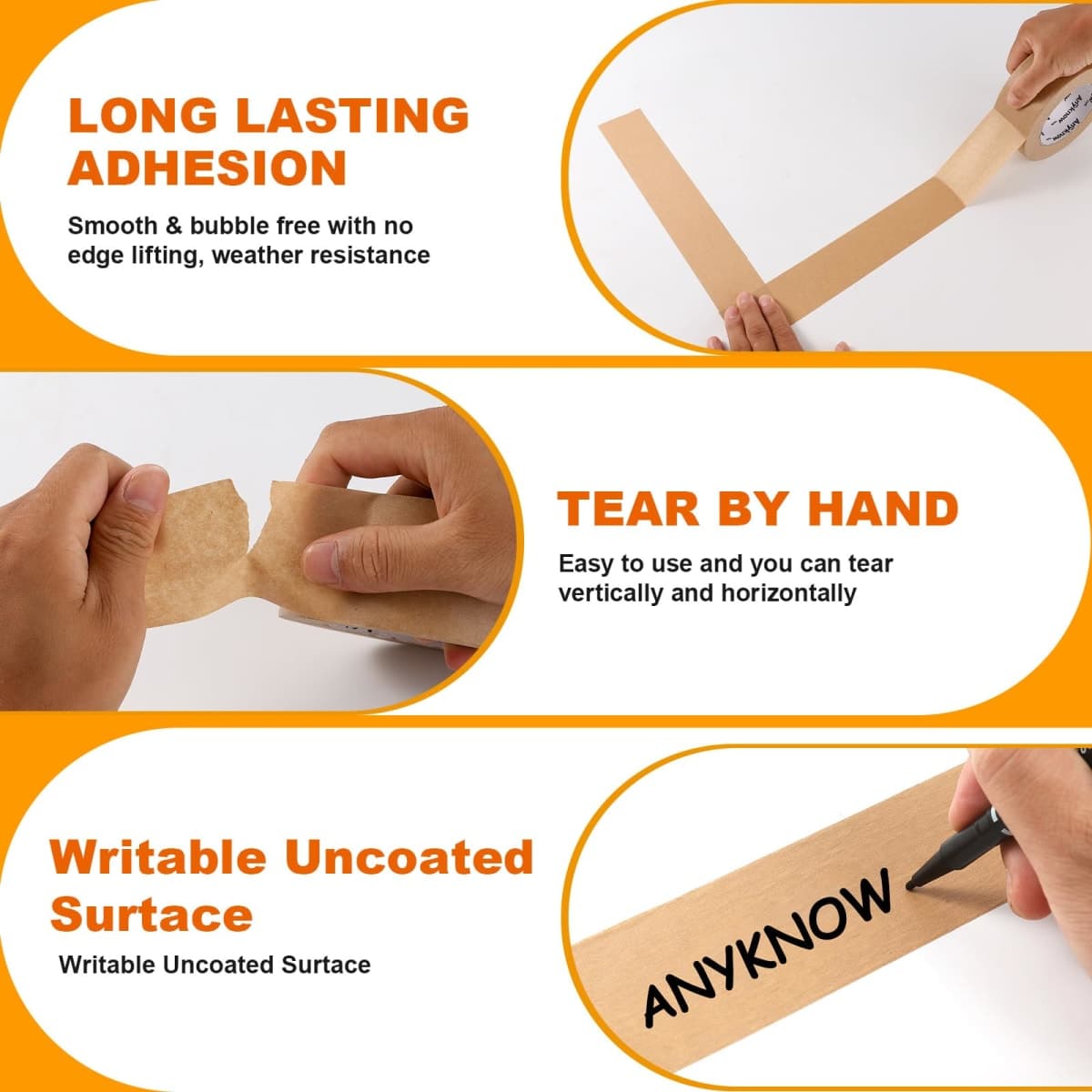 Anyknow Kraft Packing Tape（3rolls） thumbnail 3