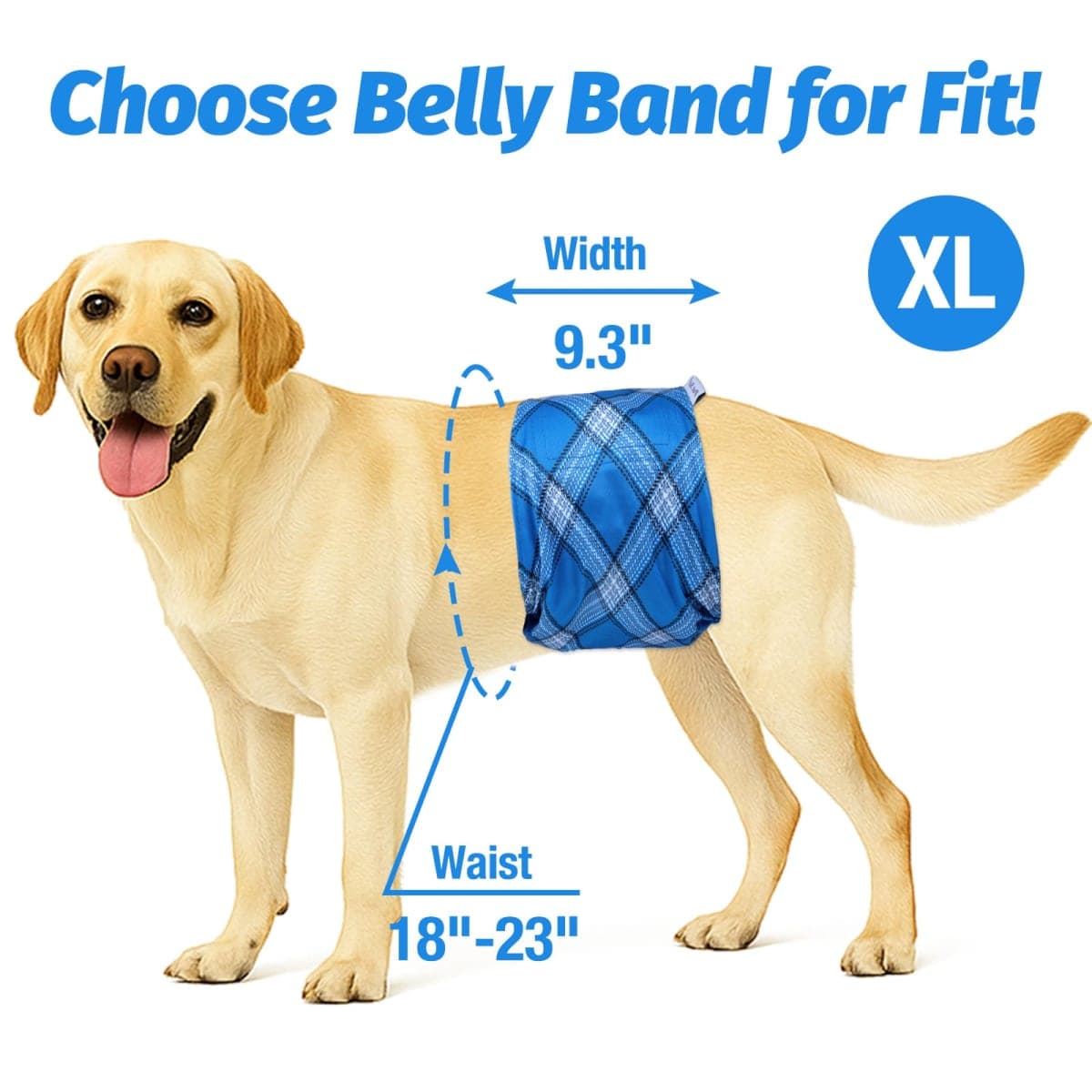 Pet Soft Dog Belly Bands - Washable Male Dog Diapers Belly Band for Male Dogs, Reusable Male Dog Belly Wraps 3pack for Doggy Puppy(Blue Plaid, XL) thumbnail 4