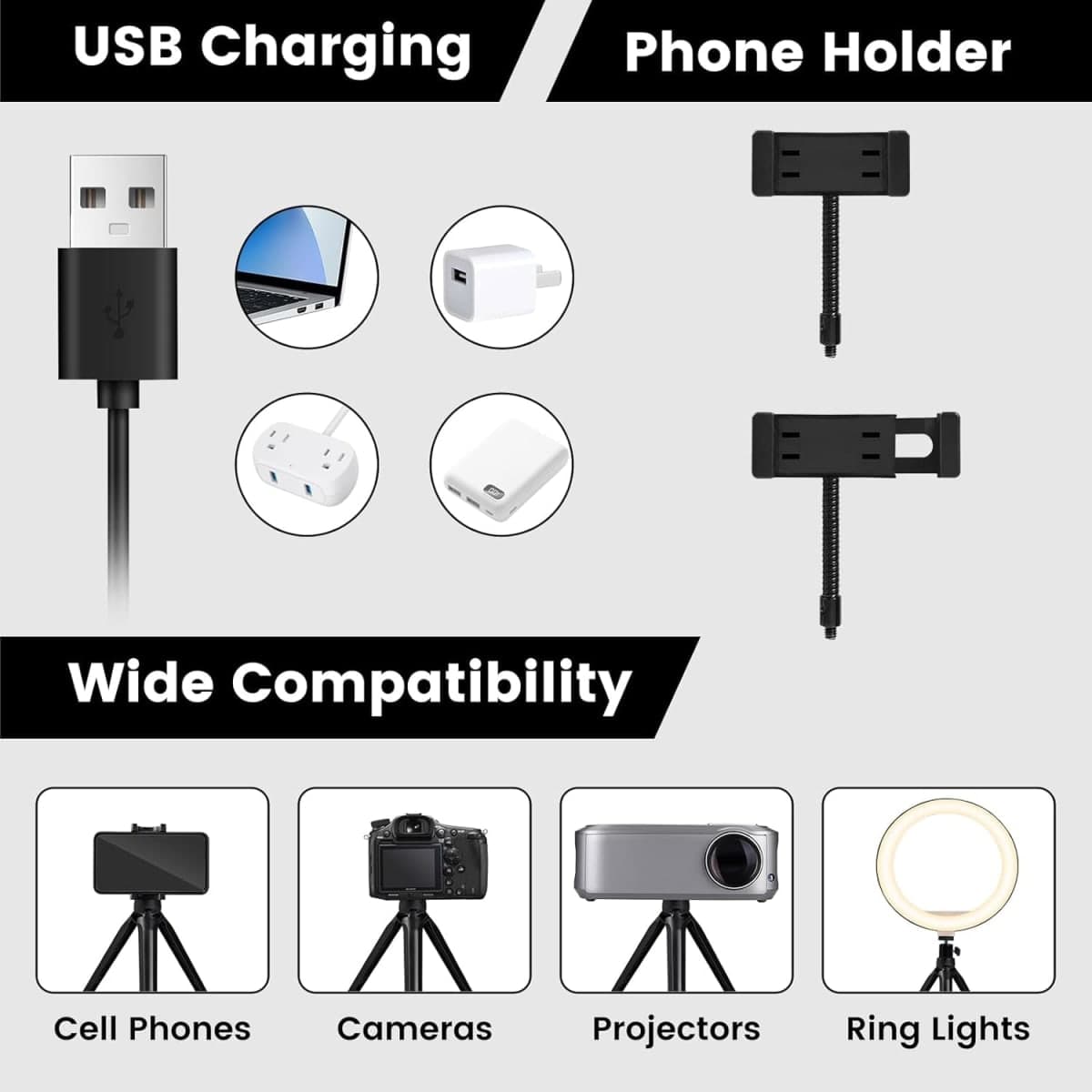 RYUNVOVO Selfie Ring Light 10" with Tripod Stand and Phone Holder, LED Ring Light for Desk with 3 Light Modes & 11 Brightness Level for Selfie, YouTube, Makeup, Live Streaming, TIKTOK thumbnail 4