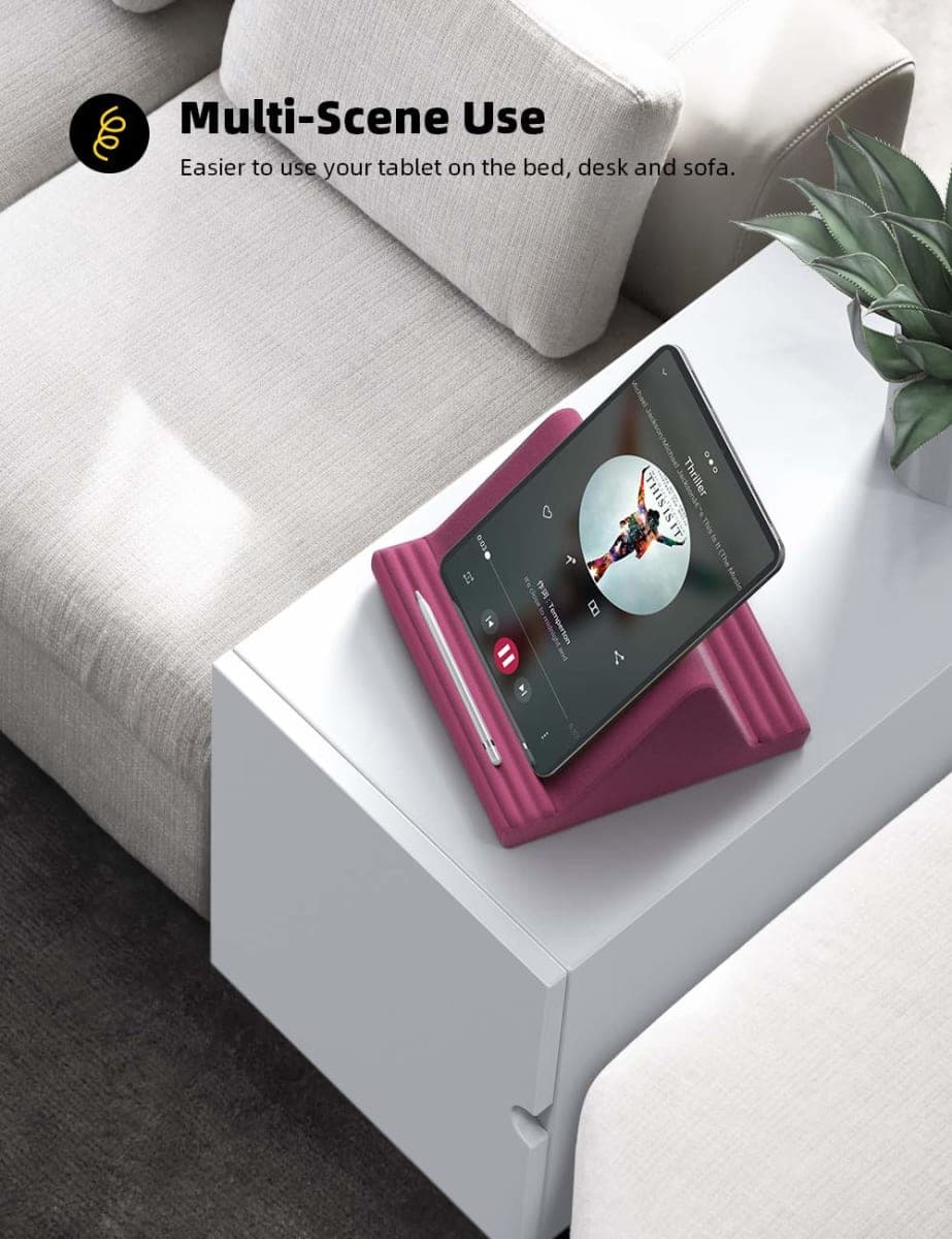 Lamicall Pillow Pad, Tablet Pillow Stand Holder : Multi-Angle Tablet Stand for Bed Sofa, Compatible with iPad Pro 9.7, 10.5, 12.9 Air Mini 6 5 4 3 2, Kindle, Nexus - Purplish Red thumbnail 4