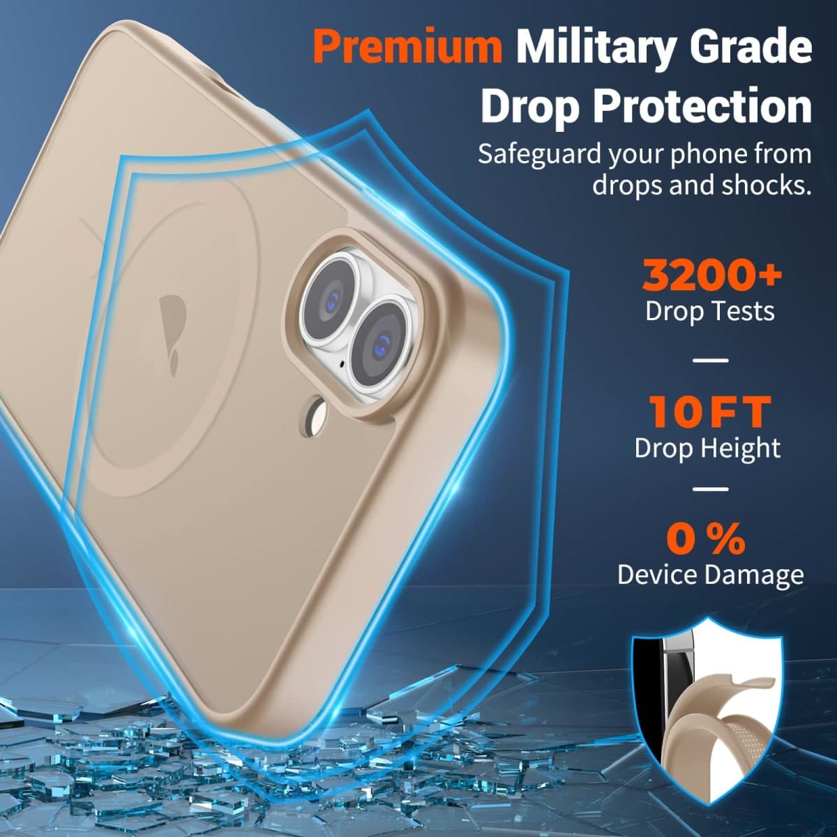 SUPFINE Magnetic for iPhone 17 Case (Compatible with MagSafe)(Military Grade Drop Protection) Translucent Matte Shockproof with Anti-Fingerprint Phone Cover,Desert Gold thumbnail 3