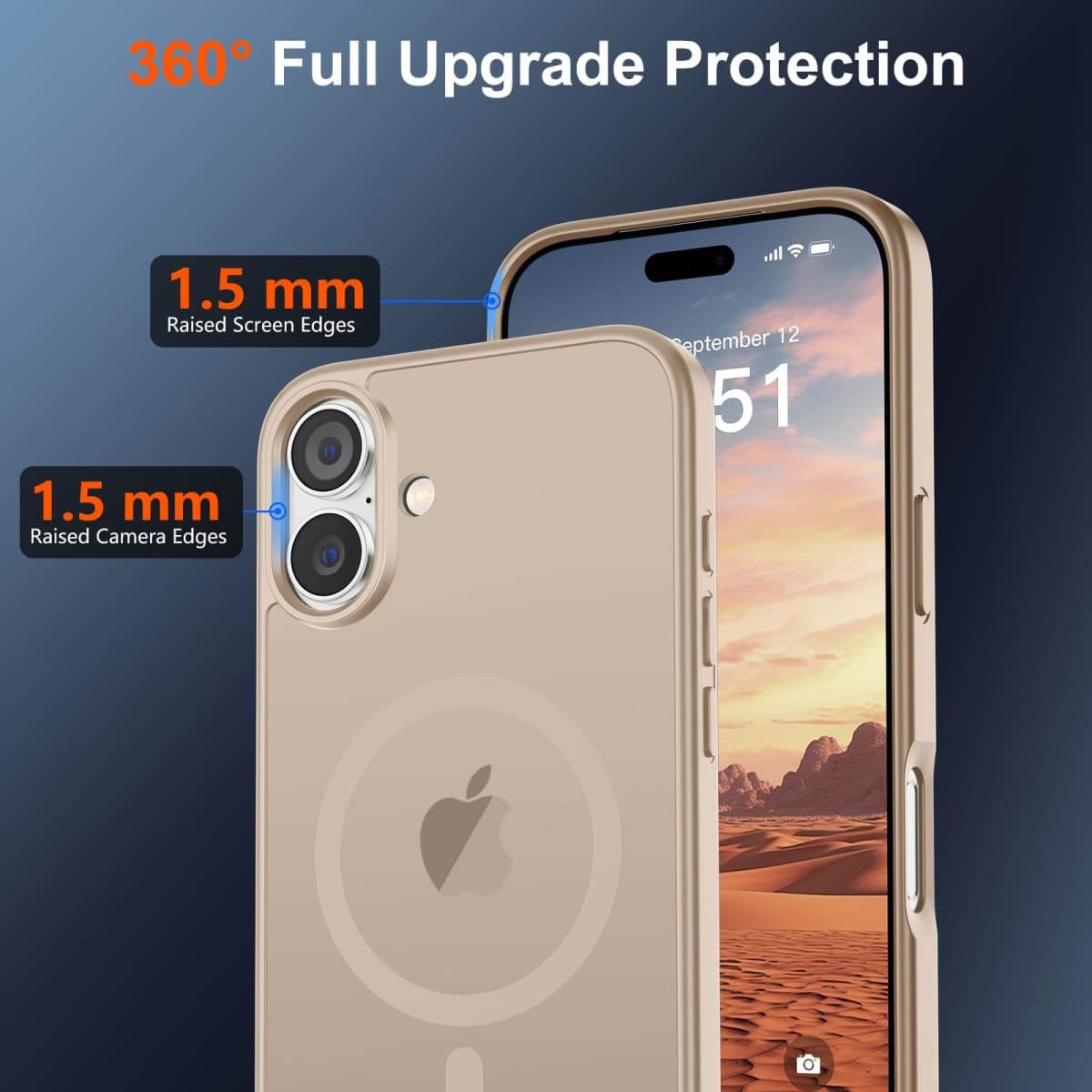 SUPFINE Magnetic for iPhone 17 Case (Compatible with MagSafe)(Military Grade Drop Protection) Translucent Matte Shockproof with Anti-Fingerprint Phone Cover,Desert Gold thumbnail 4