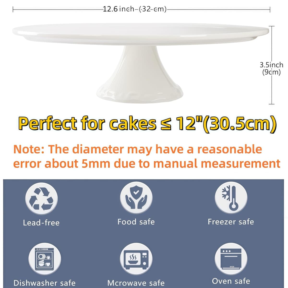 BPFY 12 Inch Round White Ceramic Cake Stand, Decorative Cupcake Stand, Dessert Display Plates for Snacks and Cookies, Baby Shower, Birthday, Wedding Party Decor thumbnail 2