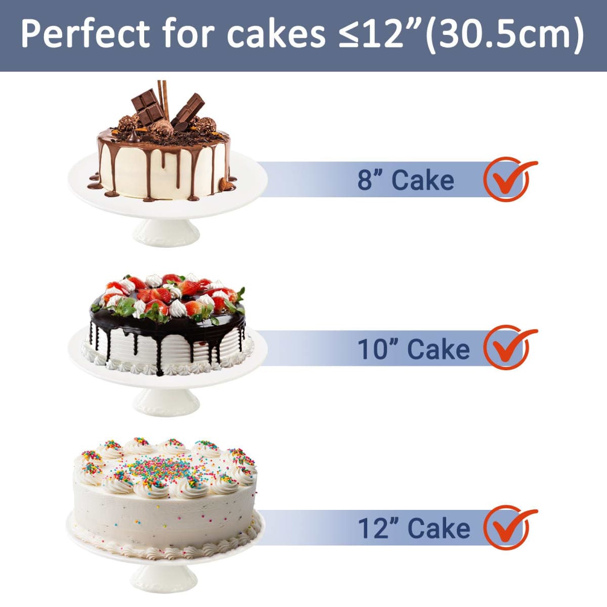 BPFY 12 Inch Round White Ceramic Cake Stand, Decorative Cupcake Stand, Dessert Display Plates for Snacks and Cookies, Baby Shower, Birthday, Wedding Party Decor thumbnail 3