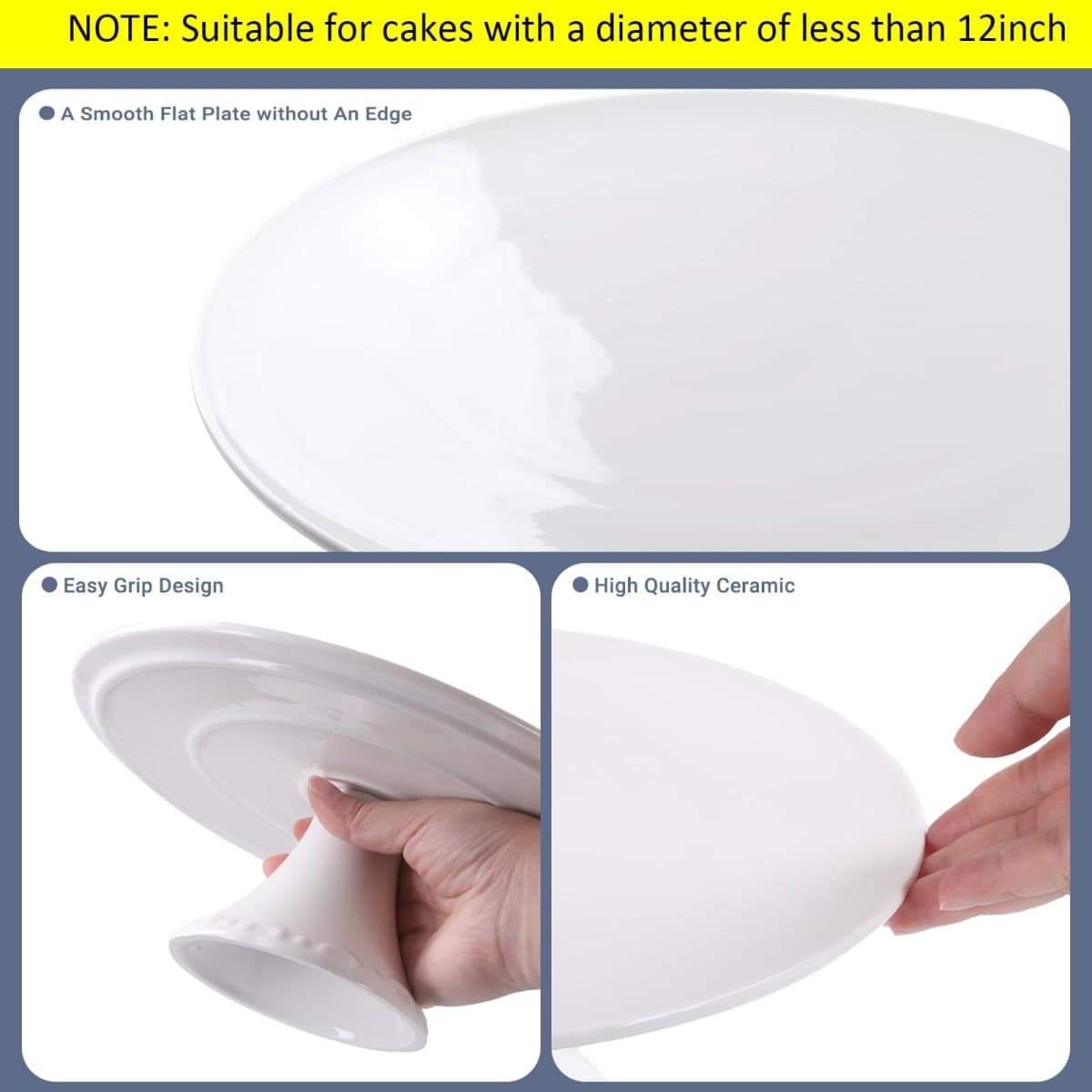 BPFY 12 Inch Round White Ceramic Cake Stand, Decorative Cupcake Stand, Dessert Display Plates for Snacks and Cookies, Baby Shower, Birthday, Wedding Party Decor thumbnail 4