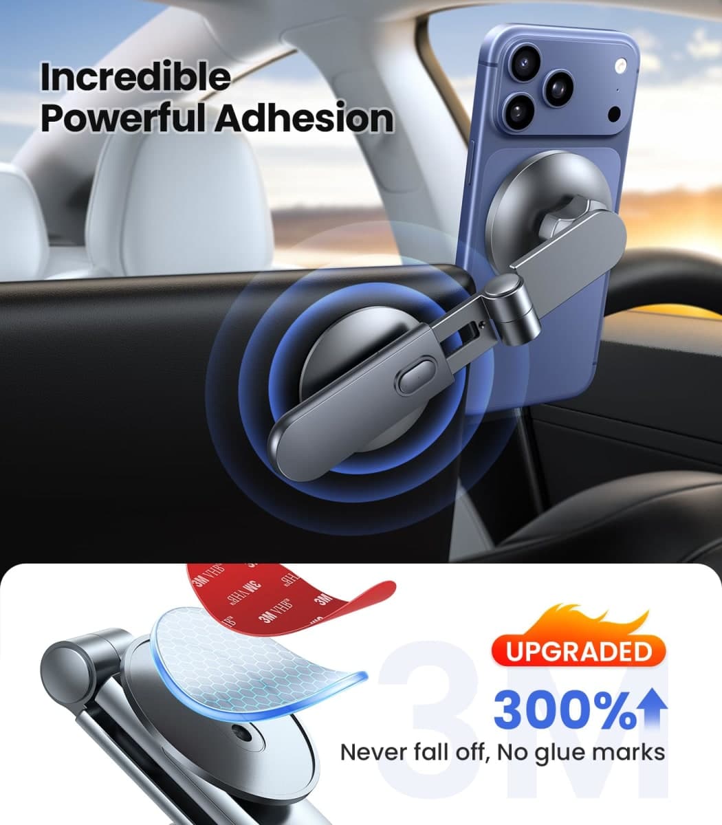 VICSEED for Tesla Phone Mount【Strongest Magnet Power】 Foldable Hidden for Tesla Phone Holder Fit for All Phones, for Tesla Model 3/Y/Cybertruck Accessories, for Tesla Model 3 Model Y thumbnail 3