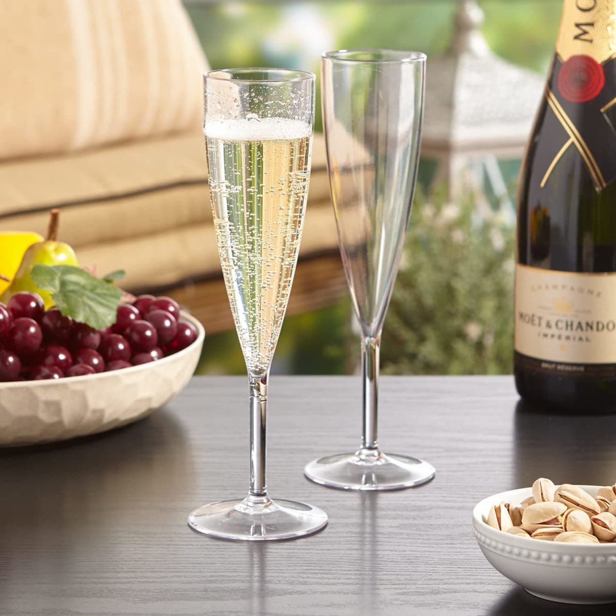 US Acrylic Plastic Reusable Champagne Flute (Set of 12) Rose Pink 5oz Stems | BPA-Free, Shatterproof, Made in USA | Top-Rack Dishwasher Safe thumbnail 3