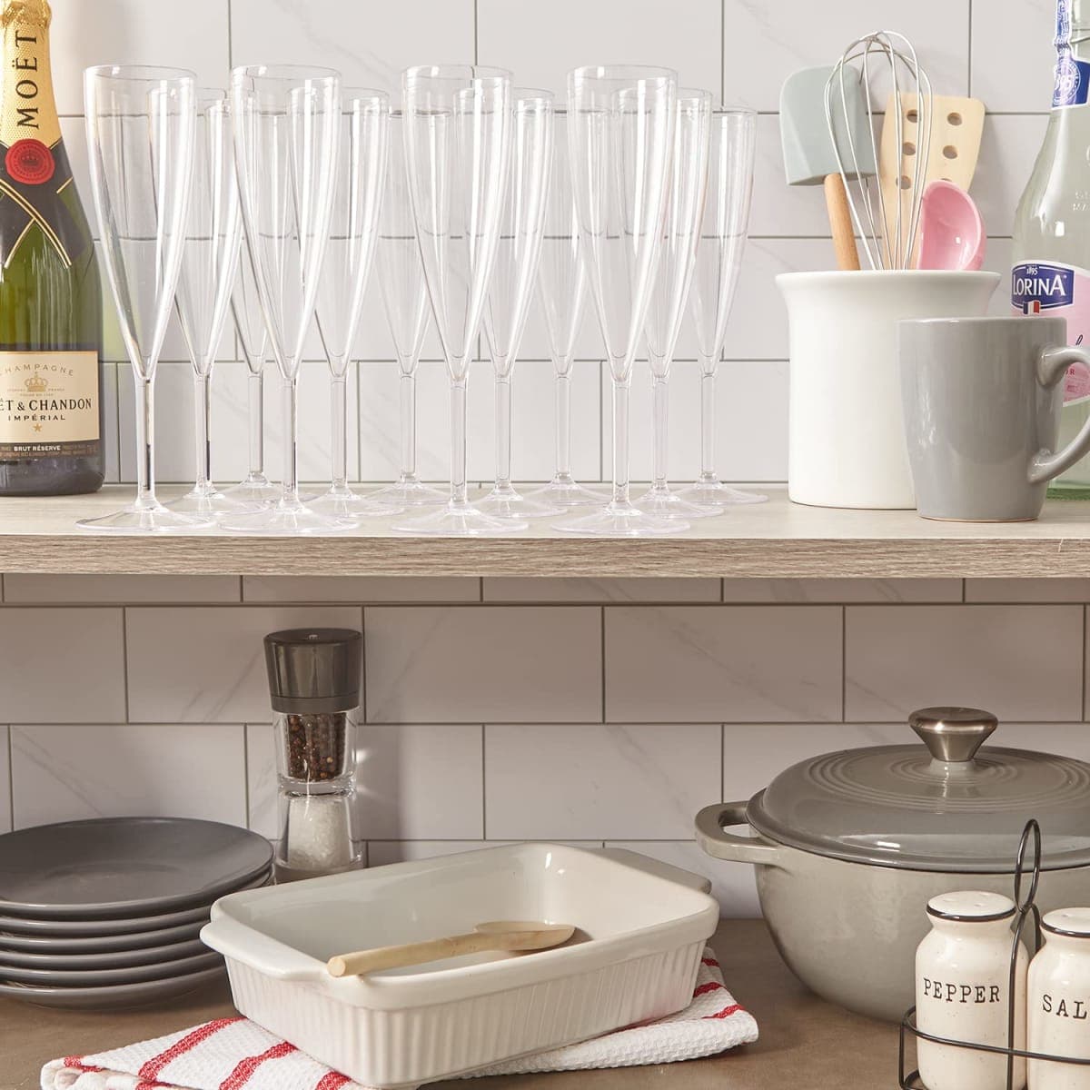 US Acrylic Plastic Reusable Champagne Flute (Set of 12) Rose Pink 5oz Stems | BPA-Free, Shatterproof, Made in USA | Top-Rack Dishwasher Safe thumbnail 4