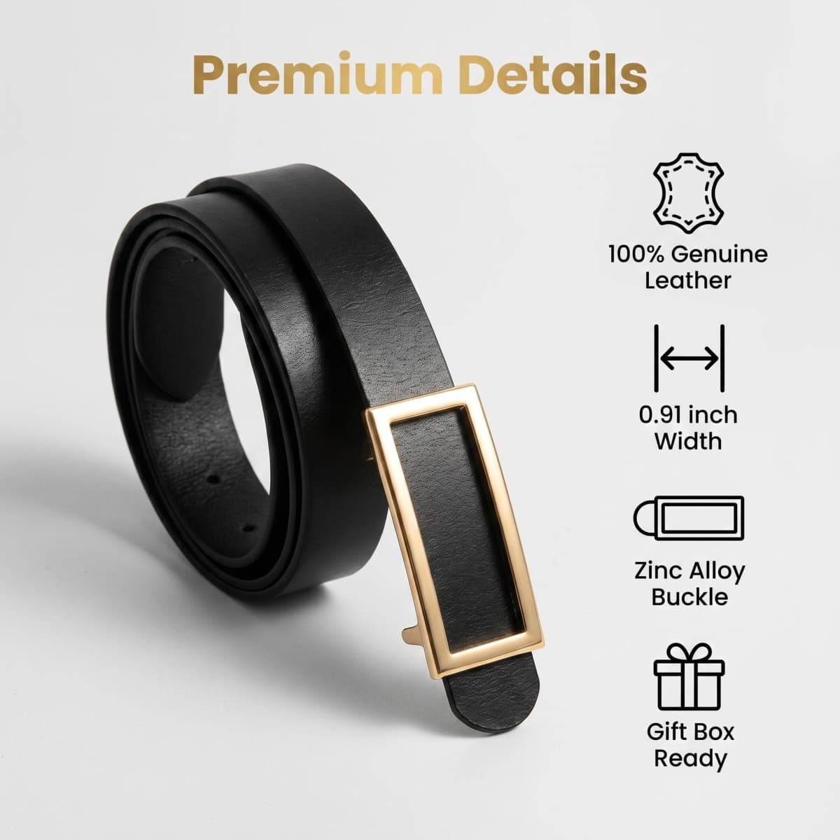 INSIGHTER Genuine Leather Belt for Women Waist Skinny Dress Belt for Jeans Pants 0.93" Width Black Red Brown White, Brown Leather Belt, L: Suit for Pant Size 30-35 thumbnail 2