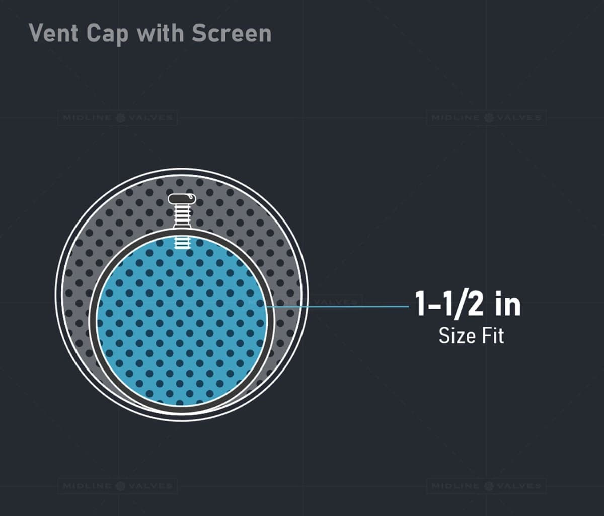 Midline Valve S1506 Oil Tank Vent Cap with Screen; 1-1/2 in.; Zinc Plated Galvanized Steel thumbnail 5