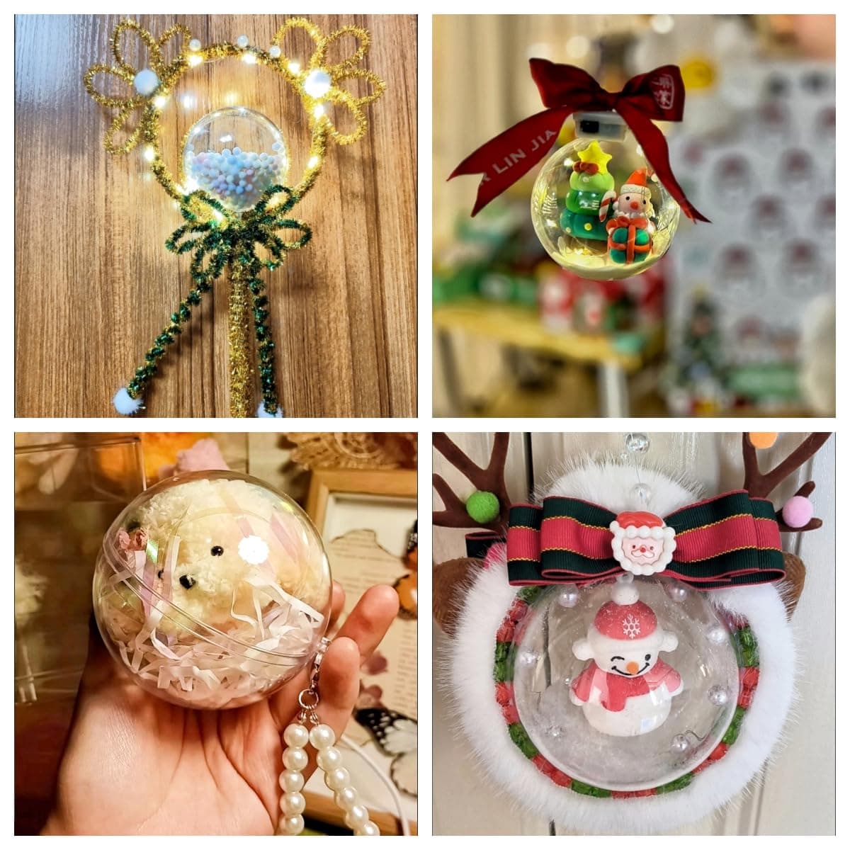 YOZIEMQ Acrylic Hollow Ball, Clear Plastic Fillable Ornaments Ball, DIY Clear Plastic Balls for New Years Present,Xmas Tree,Home Decoration,Wedding,Party (25cm/9.84inch,2PCS) thumbnail 4