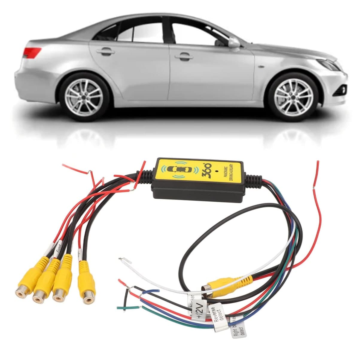 Aramox Intelligent Car Backup Camera Splitter Switch, 4 Input & 1 Output, Includes Convenient Remote Control, Car Video Switcher Converter thumbnail 3