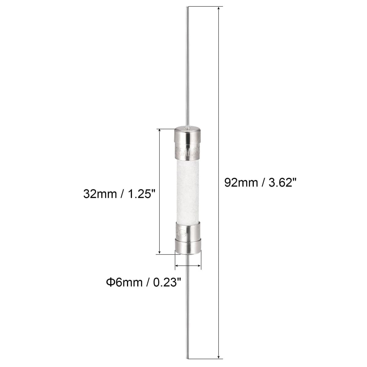 uxcell Fast Blow Fuse Lead Wire Ceramic Fuses 6mm x 32mm 250V F15A 10Pcs thumbnail 2