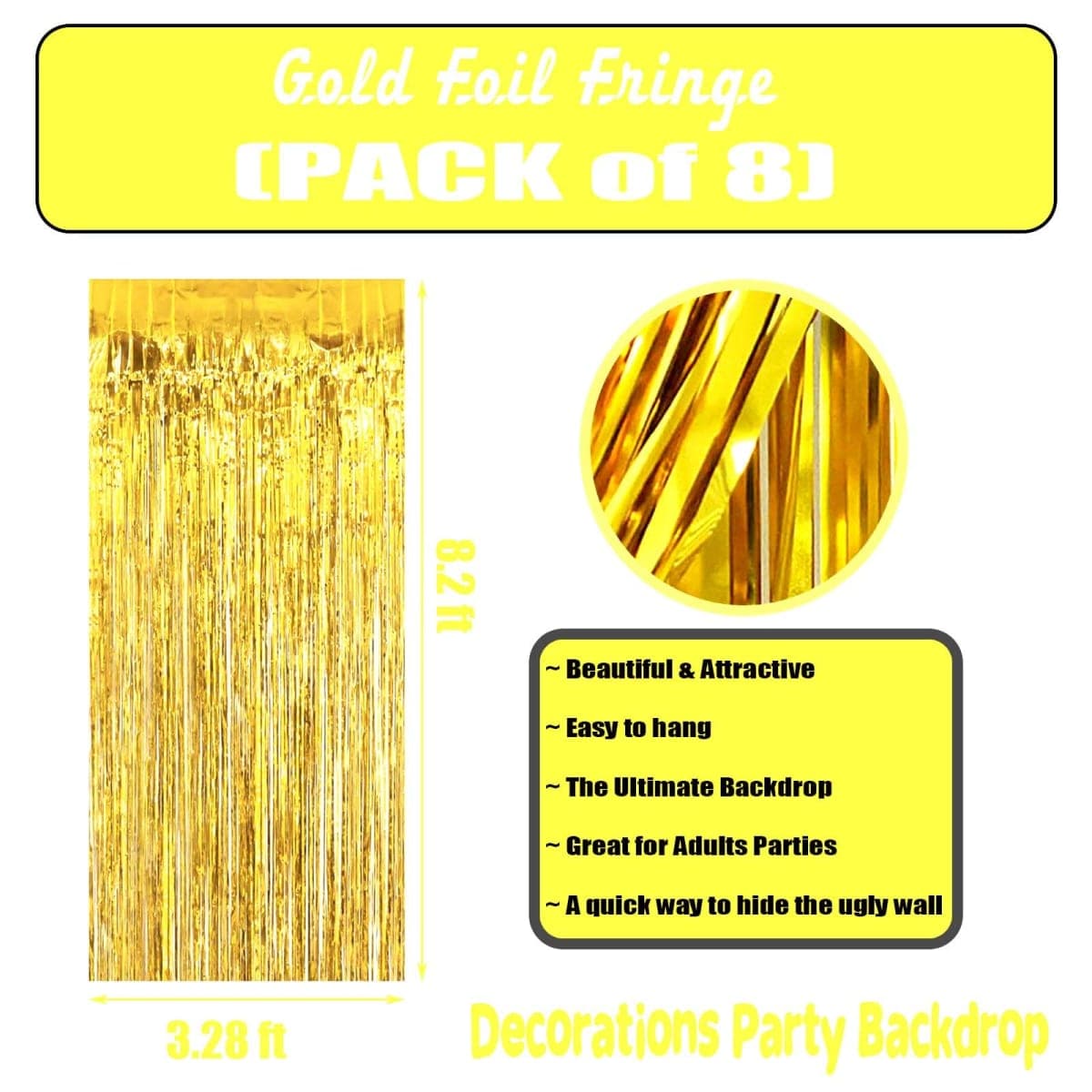 8 Pack White Tinsel Foil Fringe Curtain Backdrop, 3.28Ft x 8.2Ft Metallic Streamers for Photo Booth, Birthday, Wedding, Valentine's Day, Mardi Gras, New Year, Disco Party Decorations thumbnail 2