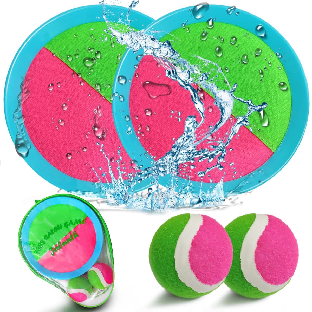 Jalunth Ball Catch Set Game Toss Paddle - Beach Toys Back Yard Outdoor Games Lawn Backyard Target Throw Catch Sticky Mitt Set Age 3 4 5 6 7 8 9 10 11 12 Years Old Boys Girls Kids Easter Gifts — image 1