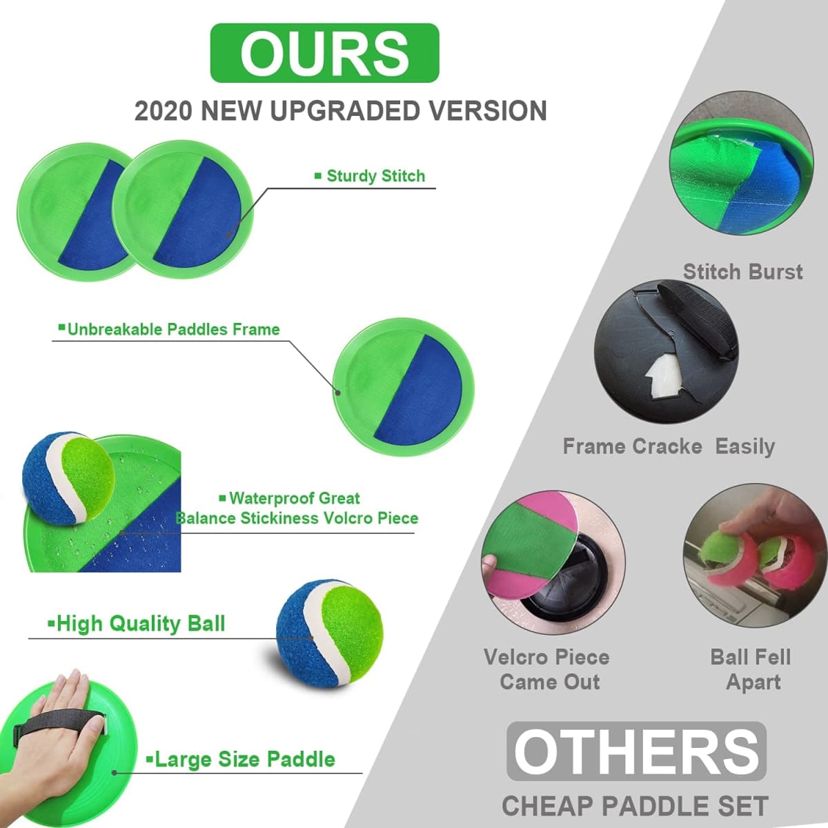 Jalunth Ball Catch Set Game Toss Paddle - Beach Toys Back Yard Outdoor Games Lawn Backyard Target Throw Catch Sticky Mitt Set Age 3 4 5 6 7 8 9 10 11 12 Years Old Boys Girls Kids Easter Gifts thumbnail 3