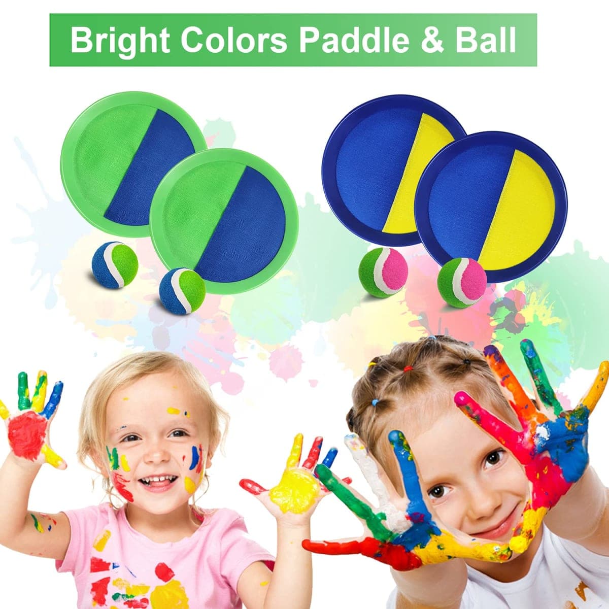 Jalunth Ball Catch Set Game Toss Paddle - Beach Toys Back Yard Outdoor Games Lawn Backyard Target Throw Catch Sticky Mitt Set Age 3 4 5 6 7 8 9 10 11 12 Years Old Boys Girls Kids Easter Gifts thumbnail 4