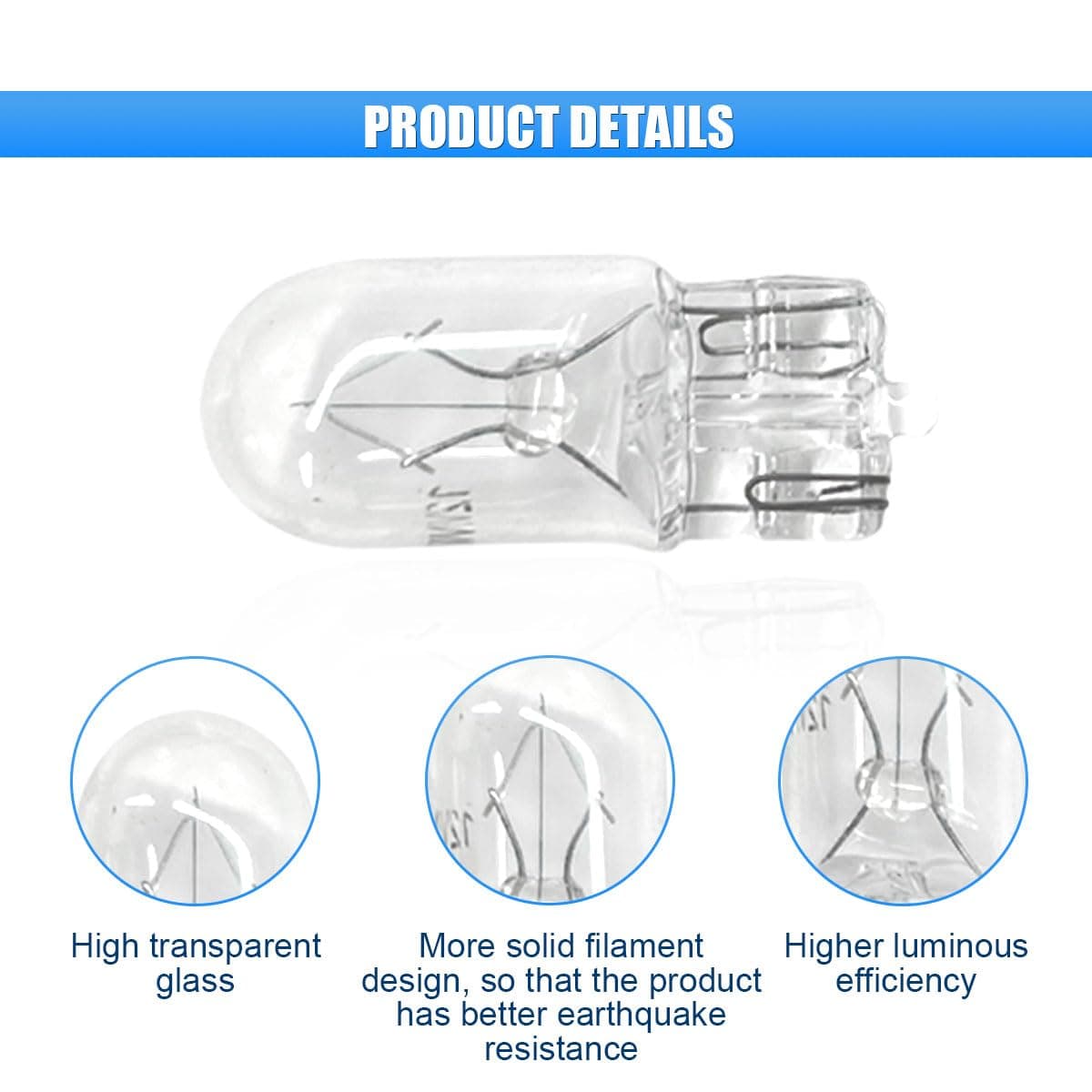 LAINLOY 10 PCS T10 12V 5W Car Flat Foot Mini Lights, Car Brake Light Turn Light Bulbs, Quartz Glass Instrument Lights, Halogen Width Indicator Lights, Auto Lighting Replacement Accessories (T10) thumbnail 3