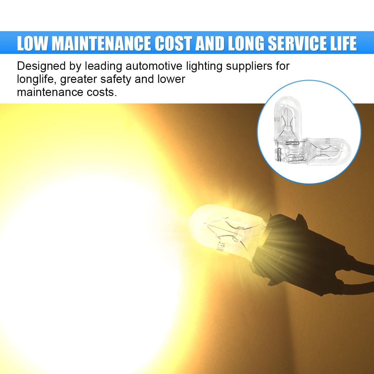 LAINLOY 10 PCS T10 12V 5W Car Flat Foot Mini Lights, Car Brake Light Turn Light Bulbs, Quartz Glass Instrument Lights, Halogen Width Indicator Lights, Auto Lighting Replacement Accessories (T10) thumbnail 5