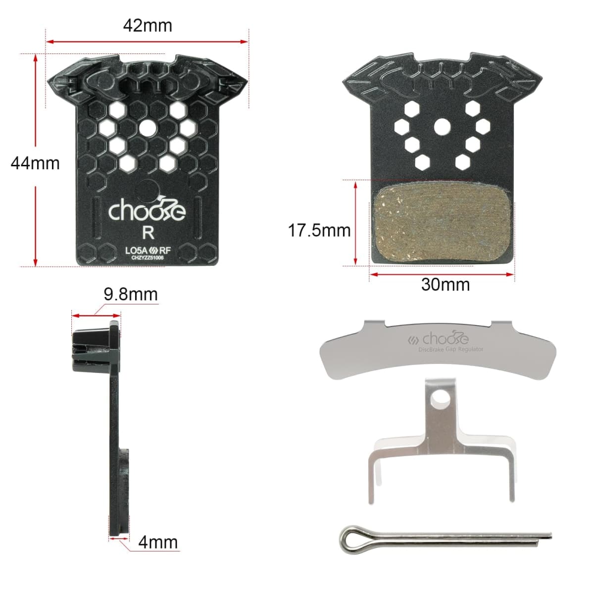 Chooee L05A-RF Disc Brake Pads,Cooling Fin Bike Brake Pads for Shimano L02A L03A L04A,2 Pair Polymetallic Bicycle Brake Pads for Shimano XTR XT SLX DEORE Brake Pad thumbnail 3