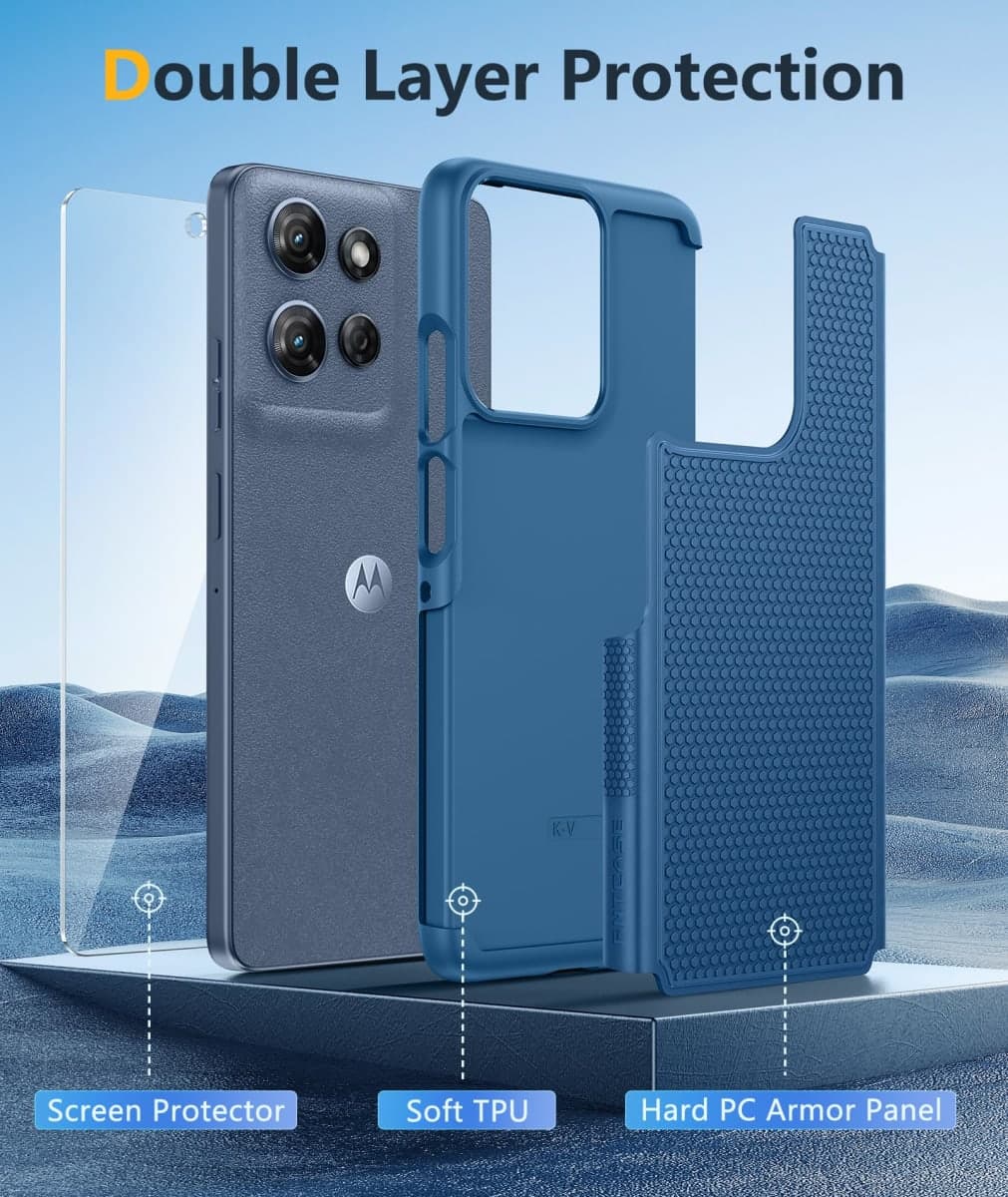 FNTCASE for Motorola Moto G-5G-2025 Case: Dual Layer Protective Heavy Duty Cell Phone Cover Shockproof Rugged with Non Slip Textured Back - Military Protection Bumper Tough 6.6 Inch (Blue) thumbnail 3