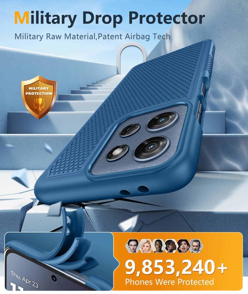 FNTCASE for Motorola Moto G-5G-2025 Case: Dual Layer Protective Heavy Duty Cell Phone Cover Shockproof Rugged with Non Slip Textured Back - Military Protection Bumper Tough 6.6 Inch (Blue) thumbnail 4