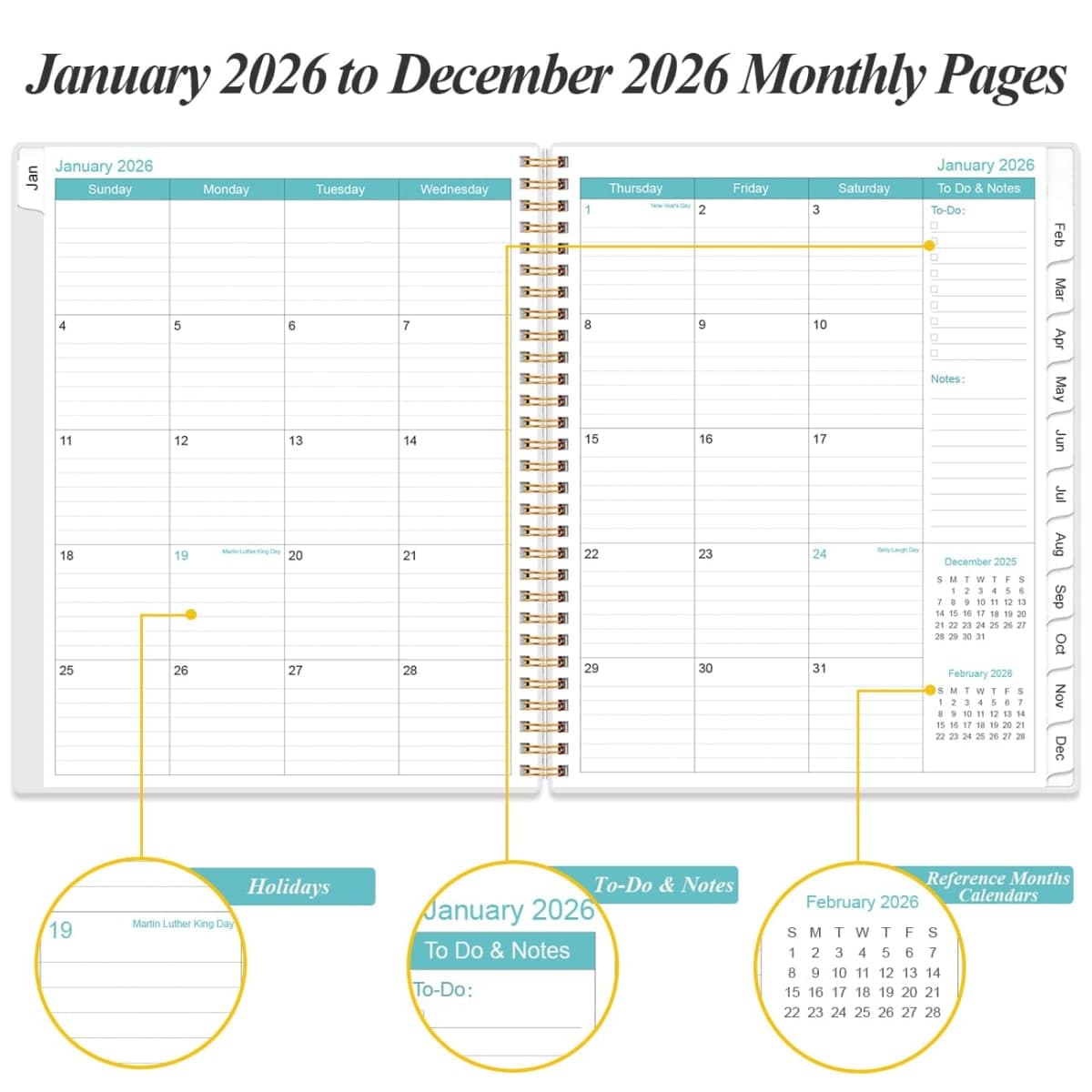2024 Planner - A4 Weekly & Monthly Planner to Achieve Goals & Increase Productivity, January 2024 - December 2024, 8.5" x 11", Rose Leaf thumbnail 4