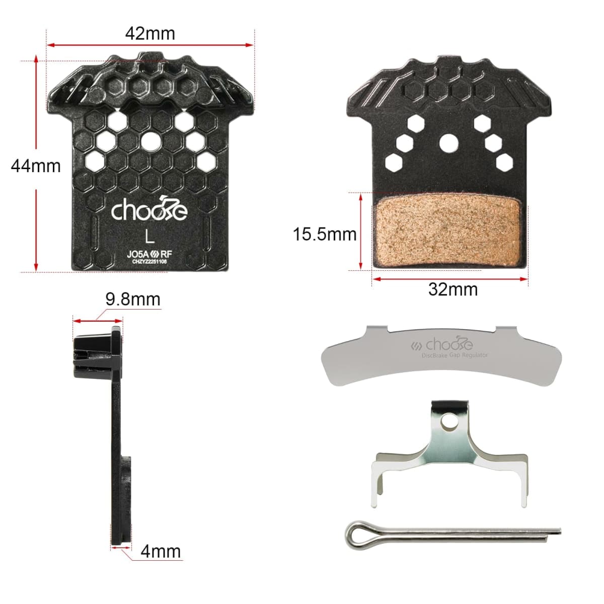 Chooee J05A-RF Bike Brake Pads,2 Pairs Disc Brake Pads for Shimano J04C J05A G05A G04S J02A J03A,Polymetallic Bicycle Brake Pads for Shimano XT XTR SLX Deore Brake Pad thumbnail 3