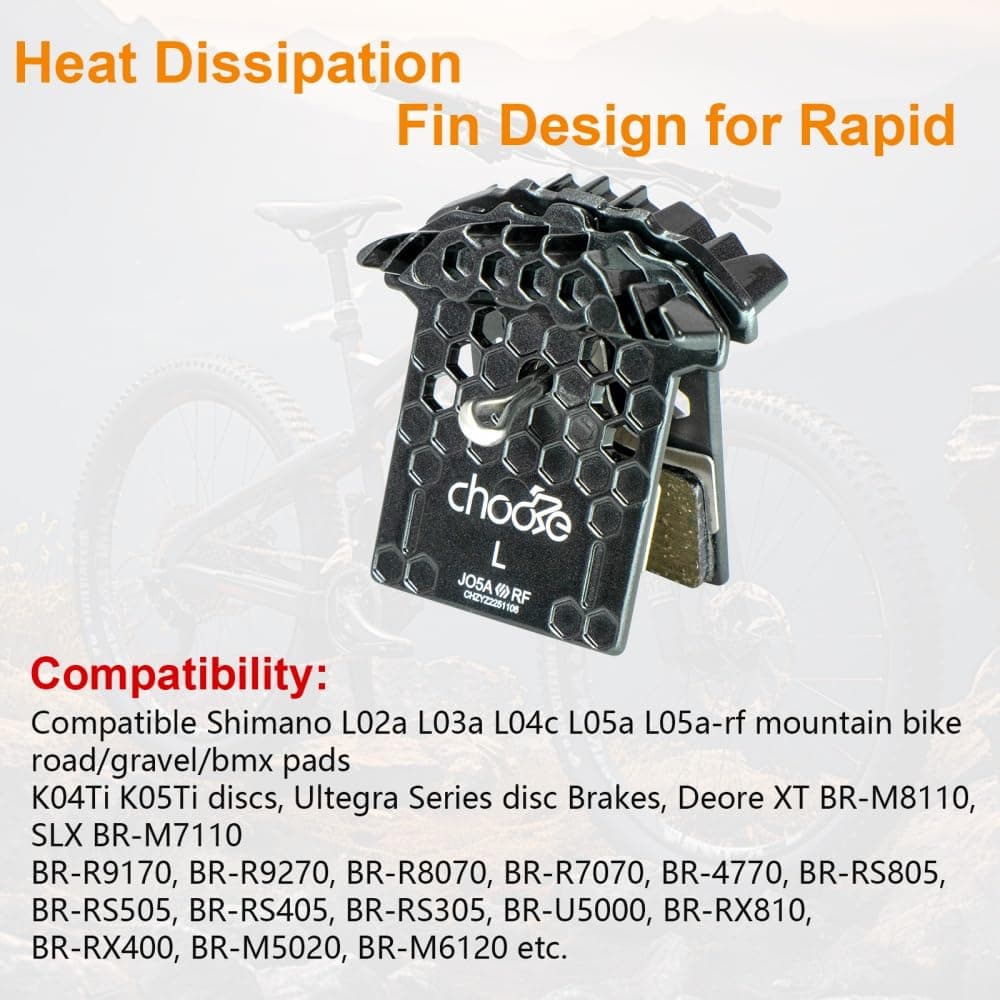 Chooee J05A-RF Bike Brake Pads,2 Pairs Disc Brake Pads for Shimano J04C J05A G05A G04S J02A J03A,Polymetallic Bicycle Brake Pads for Shimano XT XTR SLX Deore Brake Pad thumbnail 5