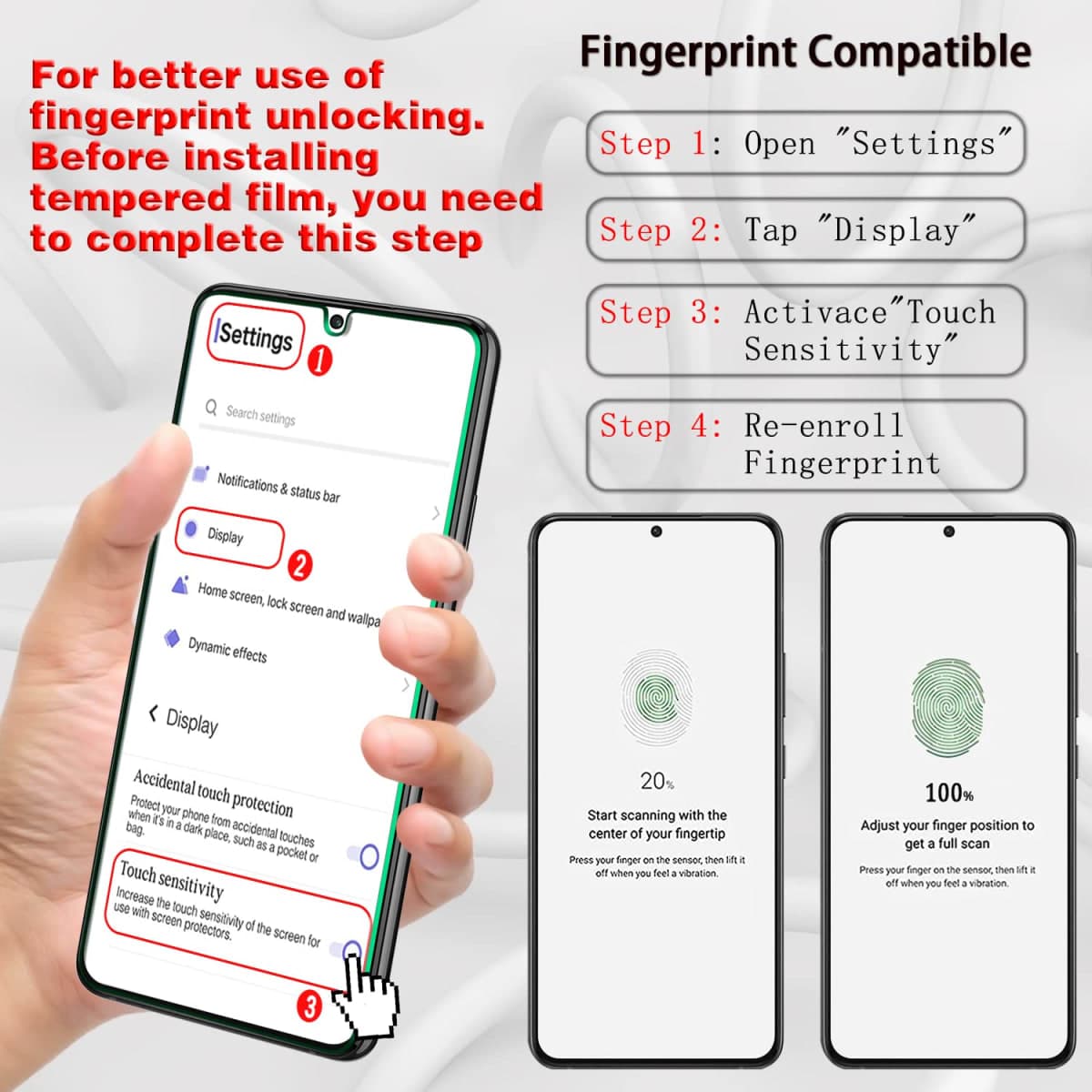 [4 Pack] MAYtobe Designed For Samsung Galaxy S22 5G Screen Protector Tempered Glass, Support Fingerprint Reader Anti-Scratch, Bubble Free thumbnail 3