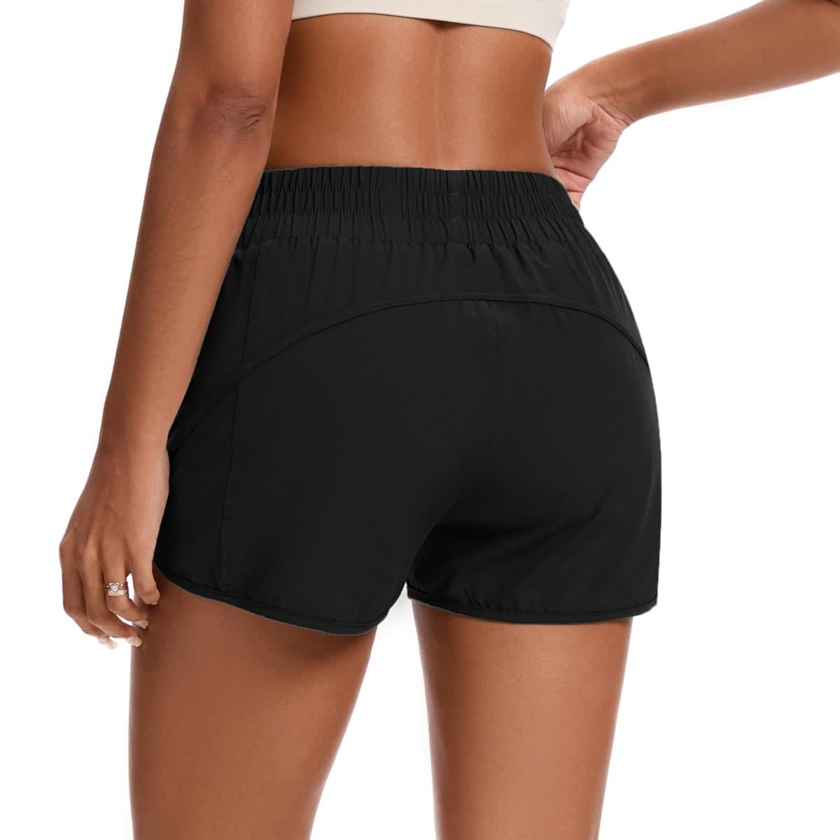 ZKIEYS Womens Running Shorts Elastic High Waisted Shorts Quick Dry Athletic Shorts Pants Black thumbnail 2