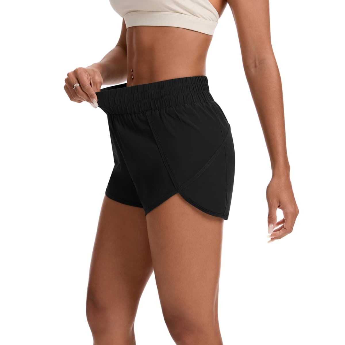 ZKIEYS Womens Running Shorts Elastic High Waisted Shorts Quick Dry Athletic Shorts Pants Black thumbnail 3