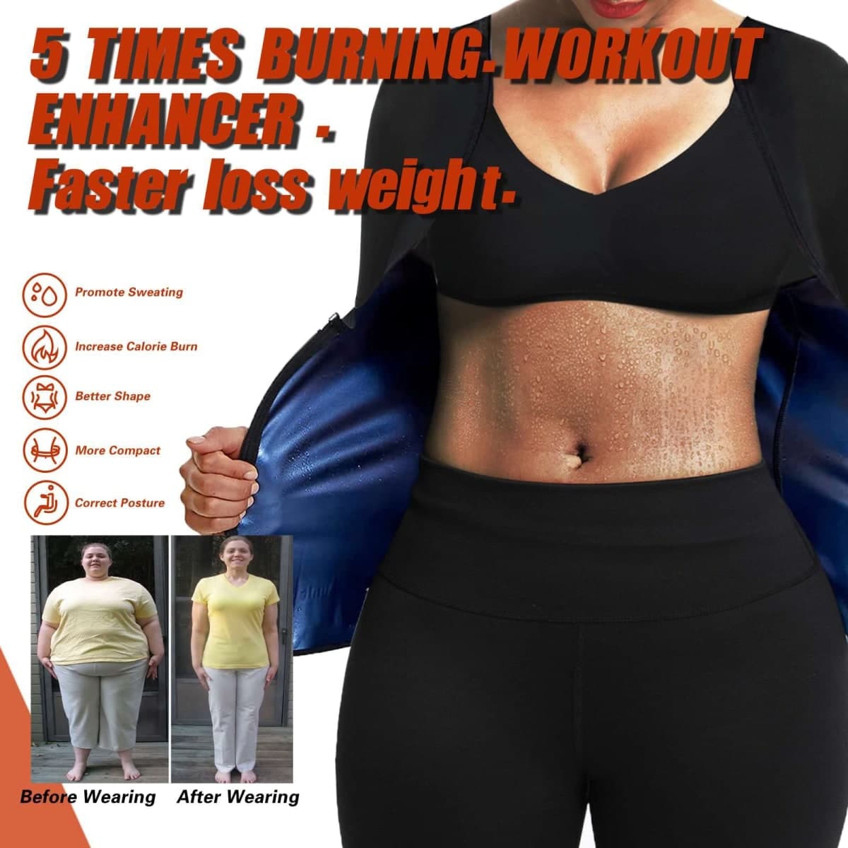 REMEBSWEAT Sauna Suit Shirt For Women Weight Loss Waist Trainer Sweat Vest Workout Fajas Long Sleeve thumbnail 3