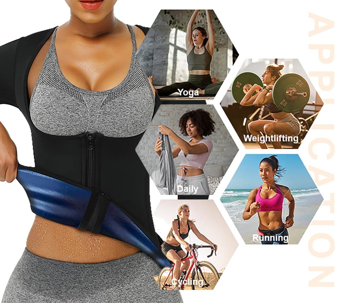 REMEBSWEAT Sauna Suit Shirt For Women Weight Loss Waist Trainer Sweat Vest Workout Fajas Long Sleeve thumbnail 5