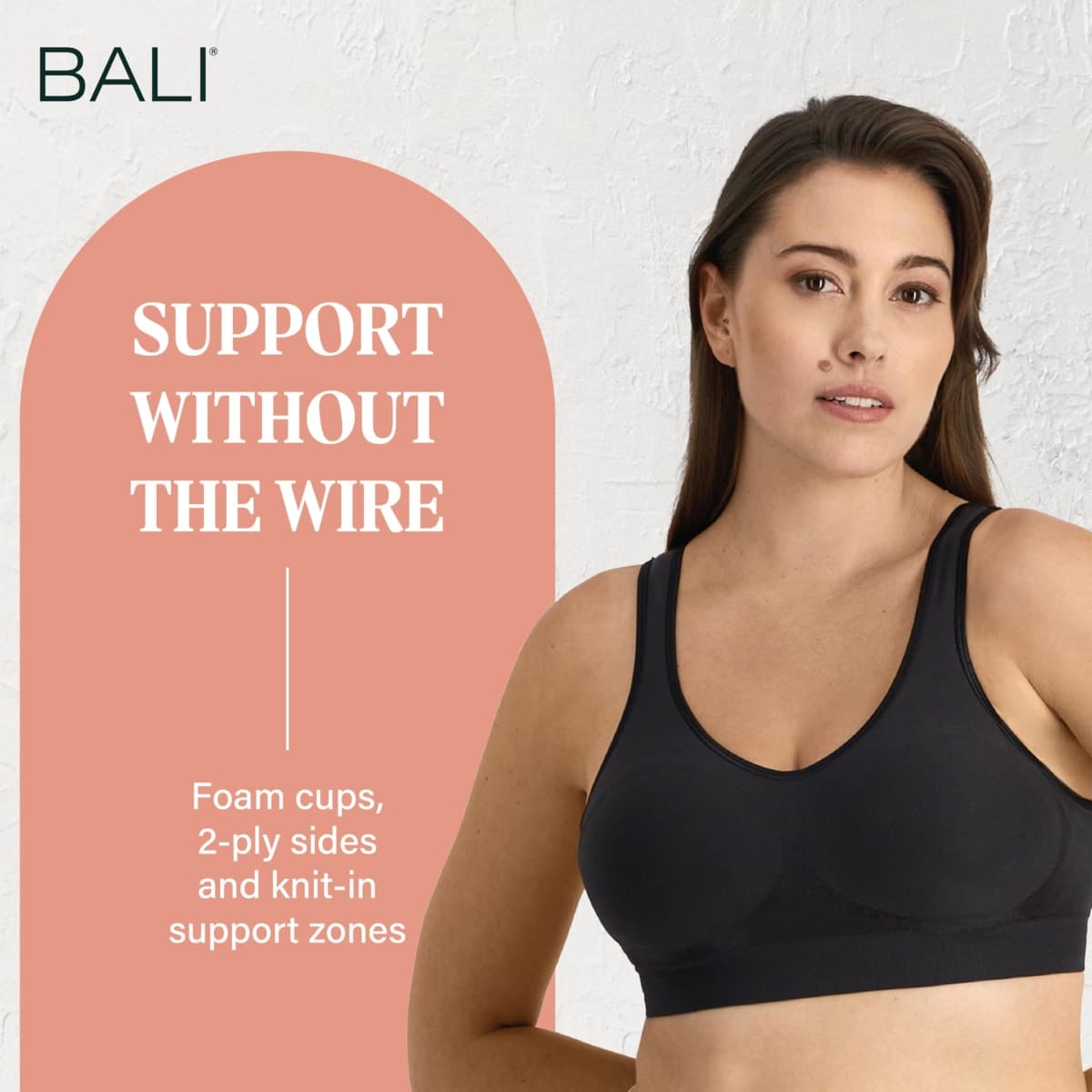Bali Women's Comfort Revolution Shaping Wirefree Bra, Black, Medium thumbnail 4