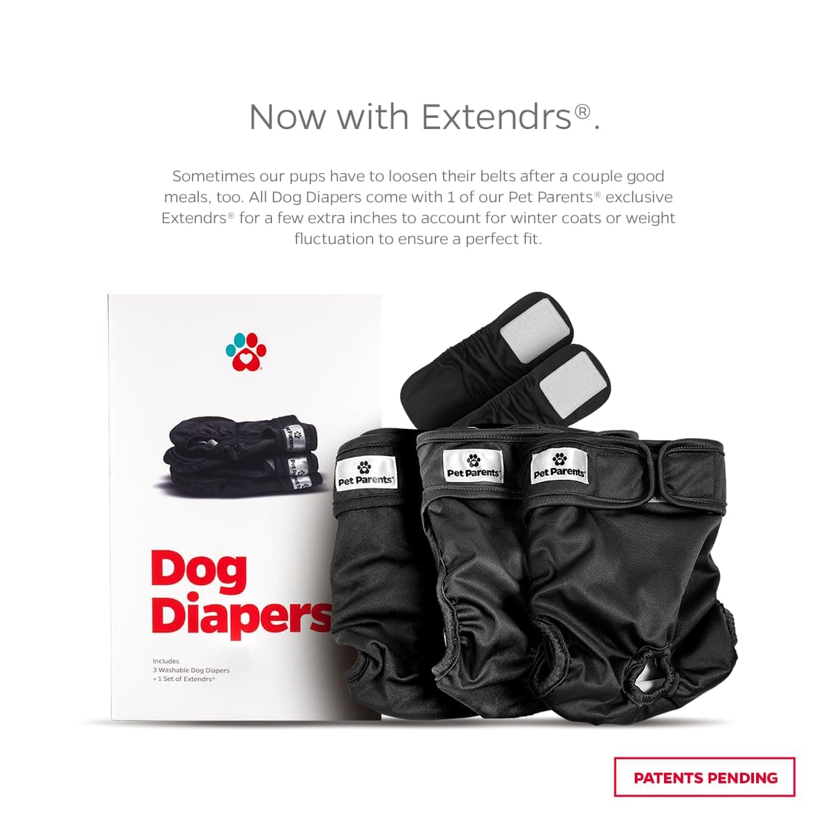 Pet Parents Premium Washable Dog Diapers & Extendrs, (3pack) of Female Dog Diapers & Dog Diapers Male (Black, X-Small)… thumbnail 2