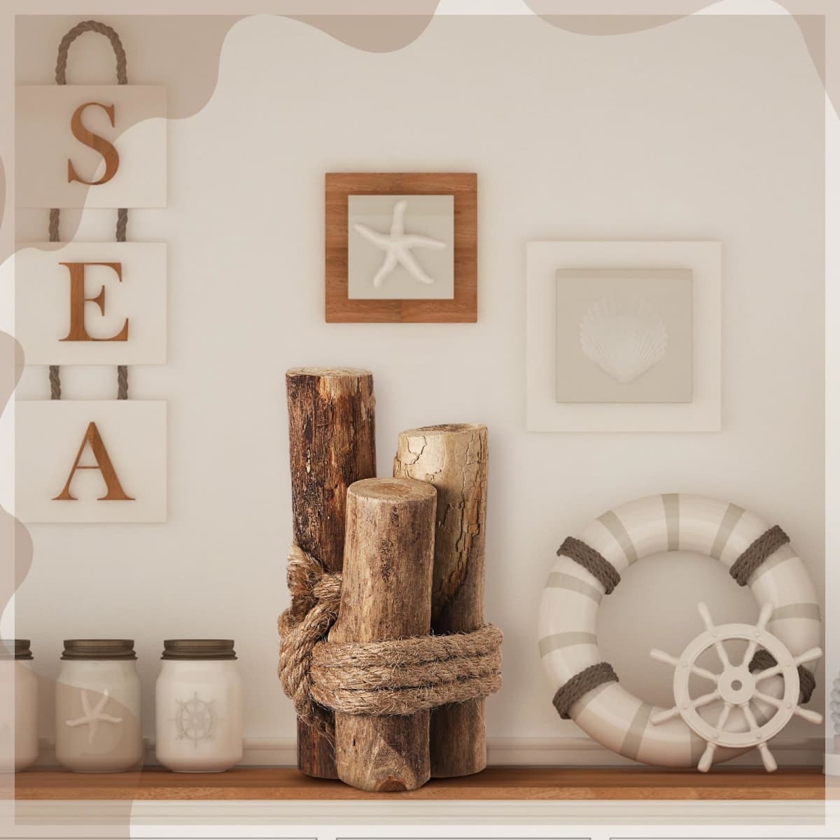 Threehoney 3 Pcs Summer Driftwood Decor Rustic Table Sign Beach Driftwood Piling Farmhouse Coastal Nautical Centerpieces for Tables Coastal Decor for Kitchen Bedroom Dining Room Decoration House thumbnail 3