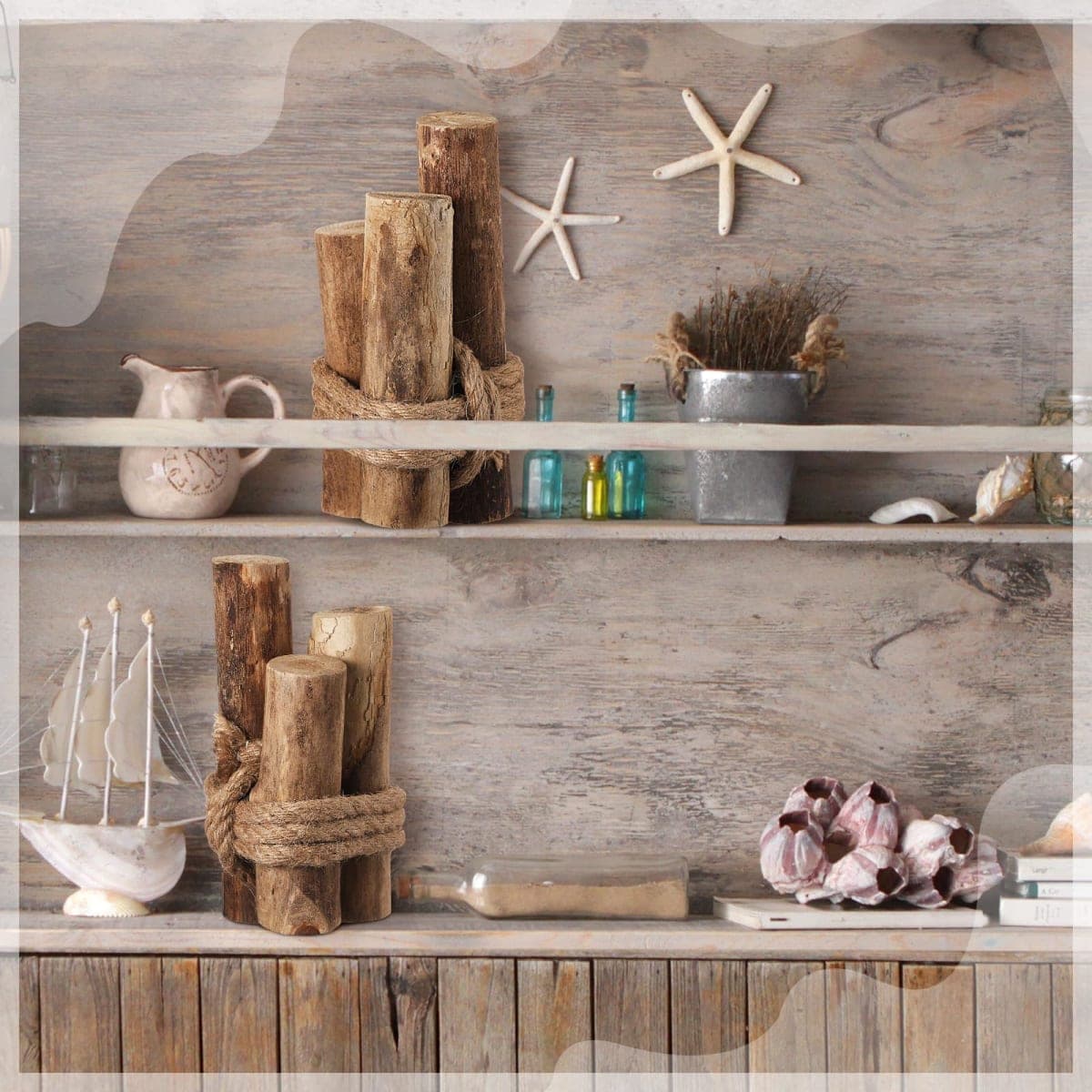 Threehoney 3 Pcs Summer Driftwood Decor Rustic Table Sign Beach Driftwood Piling Farmhouse Coastal Nautical Centerpieces for Tables Coastal Decor for Kitchen Bedroom Dining Room Decoration House thumbnail 5
