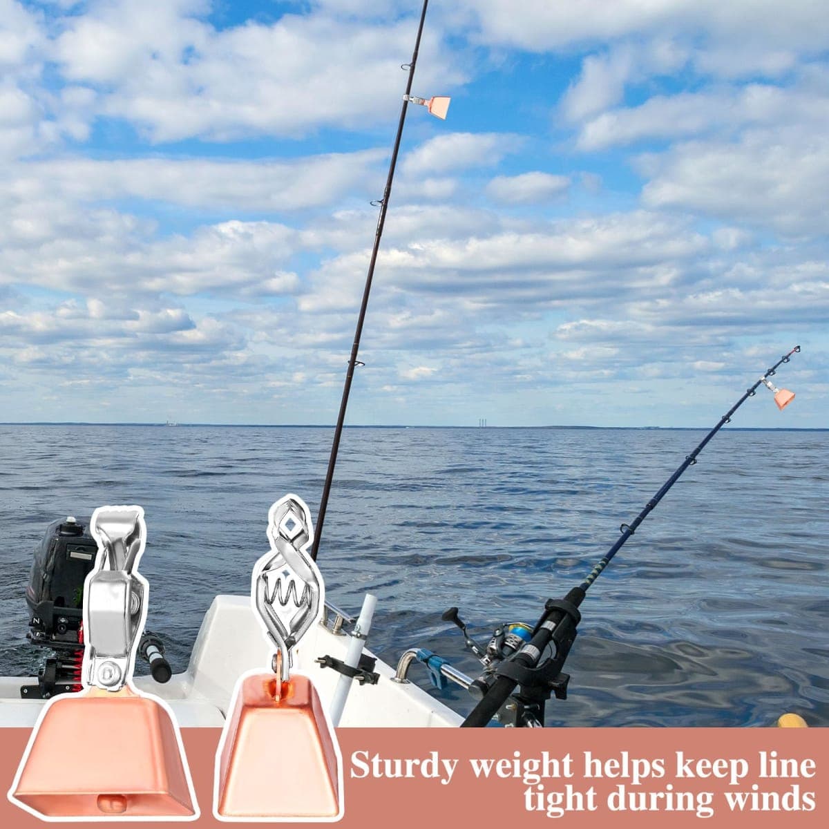 Soulchen 20 Pcs Copper Fishing Bells Fishing Pole Copper Catfish Bells Alert with Clamp Clip on Poles Catfishing Equipment Angling Rings Ice Accessories for Angling Rod Tips thumbnail 5