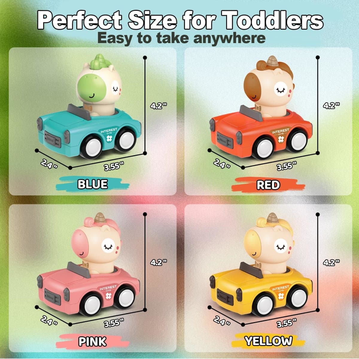 SUPVIB Press to Go Friction Inertia Car, Animal Toddler Toy Cars 1-3, Infant 6-9-12-18 Month Play Figure Vehicle Set, 1st Birthday Gift for 1-2 Year Old Boy Girl thumbnail 3