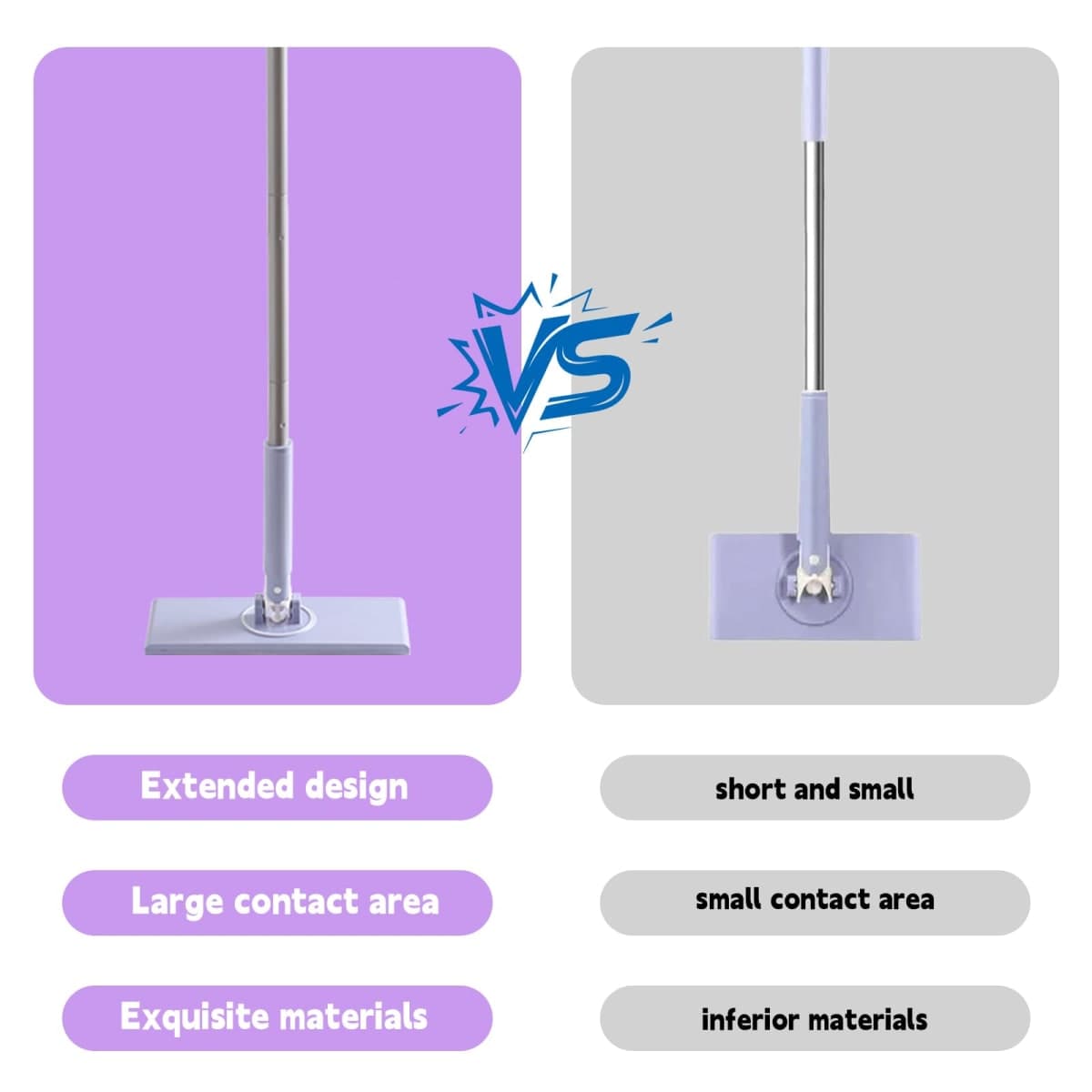 Snap Grip Mini Mop,Cloth Changing Mini Mop,No-Touch Lnstant Lnstallation Removal Wipes,Compatible with Swiffer Pads,360 Degree Rotating for Whole House Cleaning Essentials(50 inches+Cloth *10). thumbnail 3