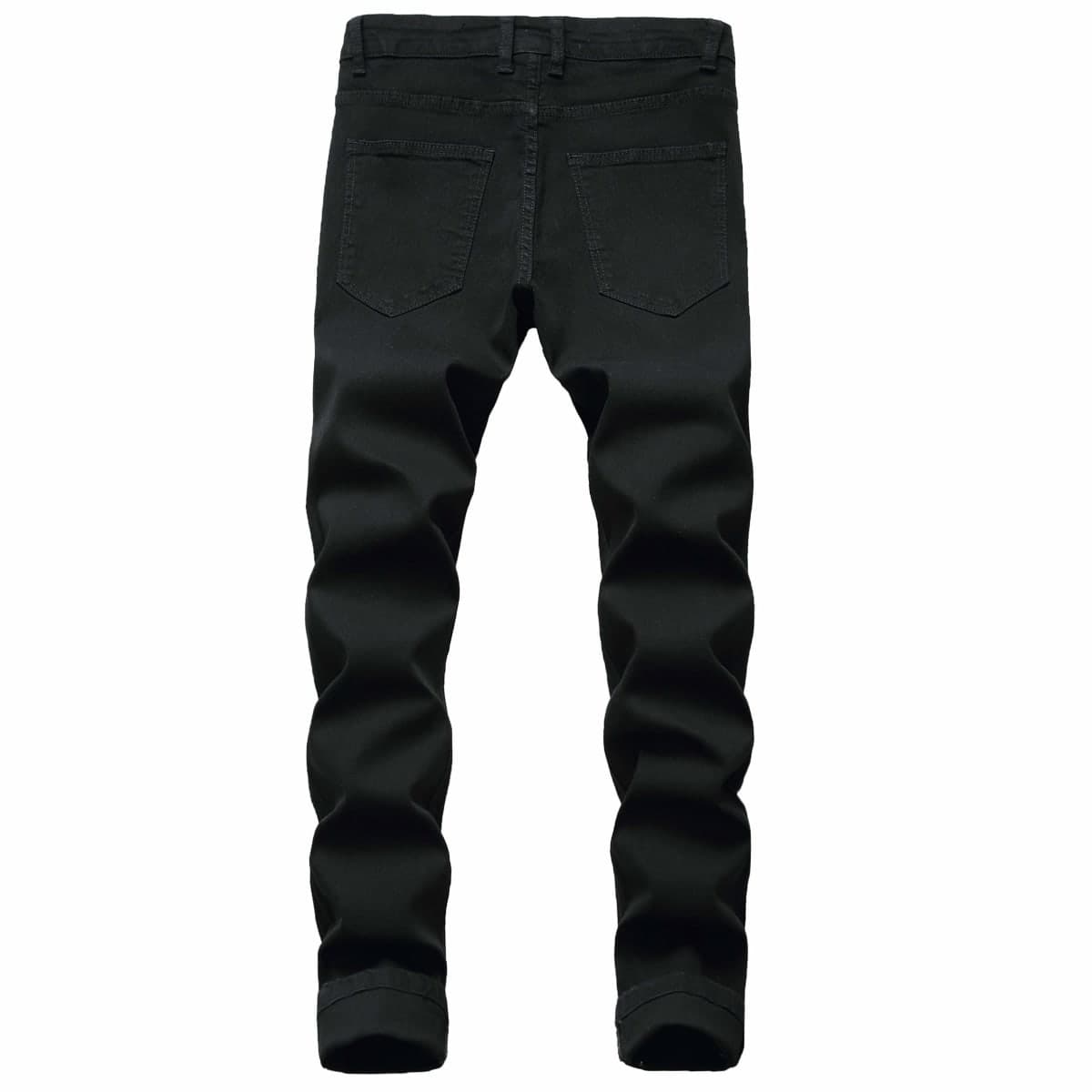 FREDD MARSHALL Men's Skinny Slim Fit Stretch Straight Leg Fashion Jeans Pants, Black, 38W x 32L thumbnail 2