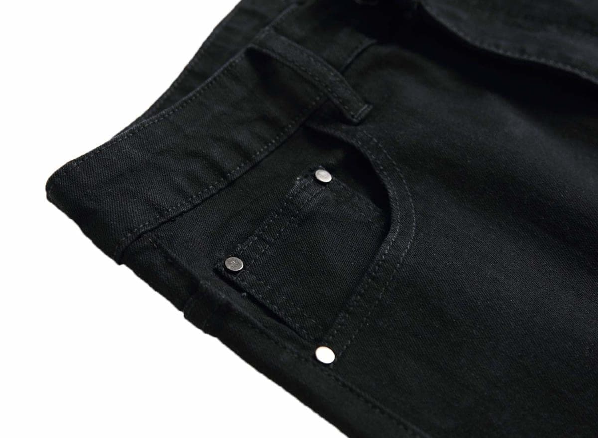 FREDD MARSHALL Men's Skinny Slim Fit Stretch Straight Leg Fashion Jeans Pants, Black, 38W x 32L thumbnail 3