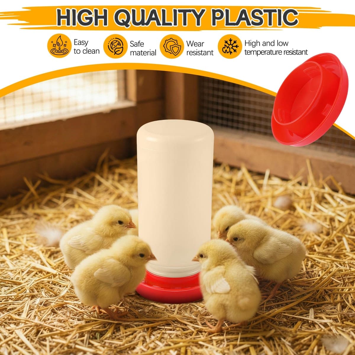Enhon 2 Sizes Quail Waterer Base, Quail & Chick No Drown Water Base, Safety Waterer and Feeder, Compatible with Bottles with A 2.5inch Outer Diameter and Threaded Neck for Brooding Chicks thumbnail 5
