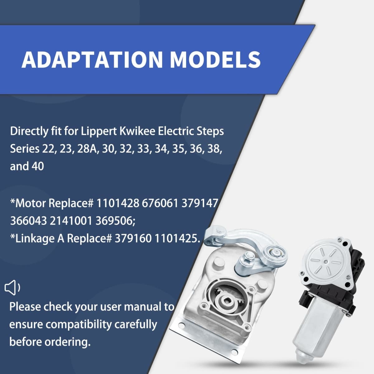 379160 RV Gear Box Linkage A with 676061 Entry Step Gear Motor, fit for Lippert Kwikee Electric Steps Series 22 23 28A 30 32 33 34 35 36 38 40, Replace# 1101425 1101428 379147 366043 214-1001 369506 thumbnail 2
