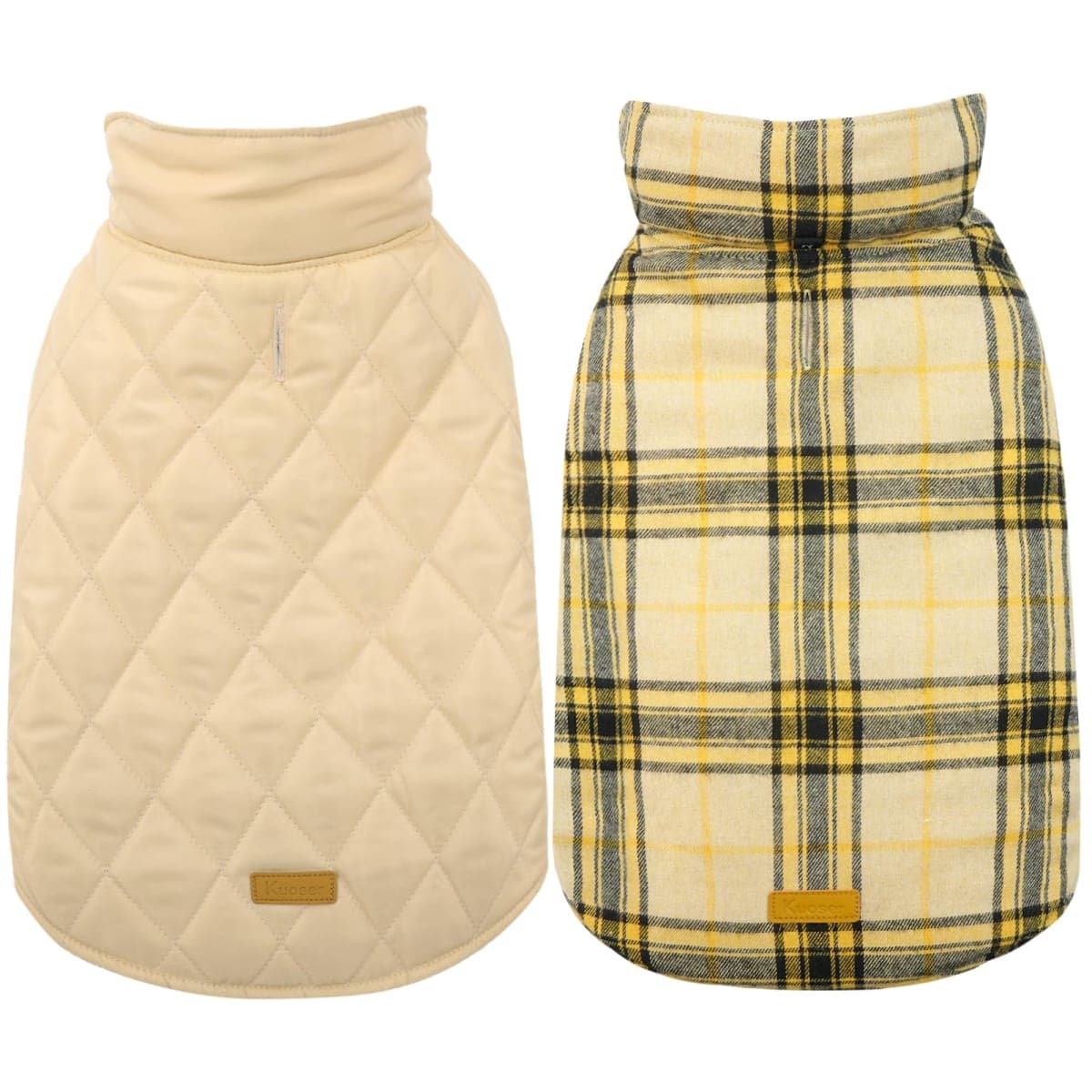 Kuoser Waterproof Dog Coat, Reversible Dog Jacket for Large Dogs, Adjustable Durable Doggie Winter Coat for Groowing Puppies Warm Puppy Cold Weather Apparel, Yellow L — image 1