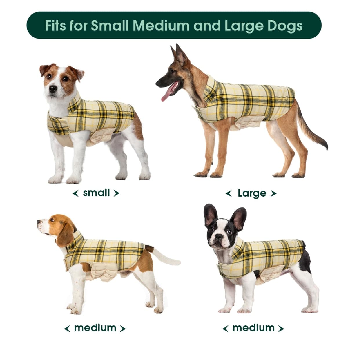 Kuoser Waterproof Dog Coat, Reversible Dog Jacket for Large Dogs, Adjustable Durable Doggie Winter Coat for Groowing Puppies Warm Puppy Cold Weather Apparel, Yellow L thumbnail 5