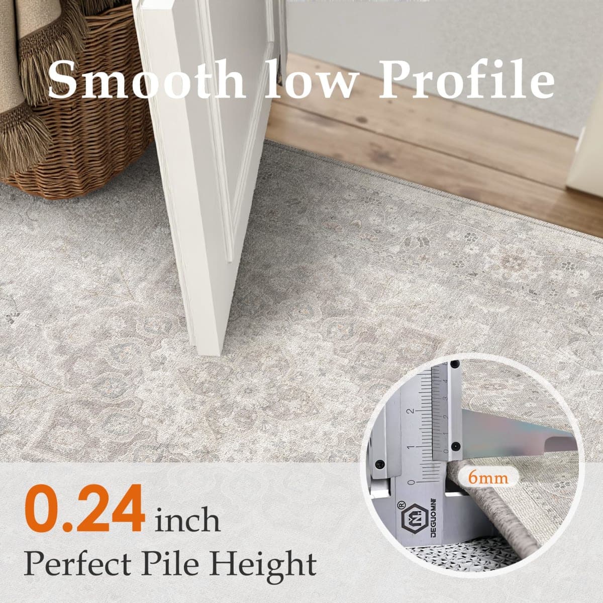 PureCozy Gray 2x3 Entryway Area Rug Washable Vintage Door Mat Non Slip Low Pile Carpet Indoor Soft Retro Mat Oriental Medallion Grey Accent Throw Rug for Bathroom Office Bedroom Living Room thumbnail 5