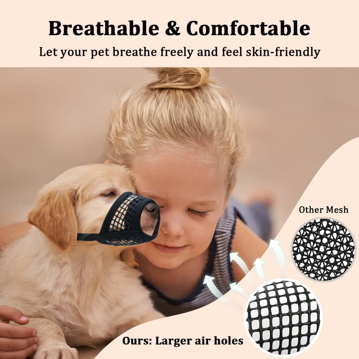 Mayerzon Dog Muzzle, Soft Mesh Muzzles for Small Medium Large Dogs Chihuahua Poodle Husky Labrador Retriever, Breathable Dog Mouth Guard for Biting Chewing Grooming, Allow Panting Drinking thumbnail 2